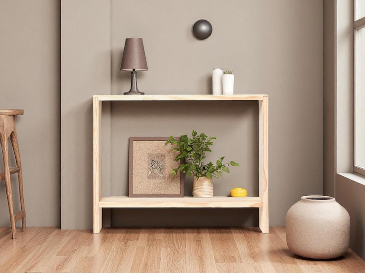 Recibidor, Consola de Entrada, Mesa Consola, Aparador | Agano - Acabado "NATURAL". Hecho a mano con madera maciza - Perfecto para el hogar y la entrada.