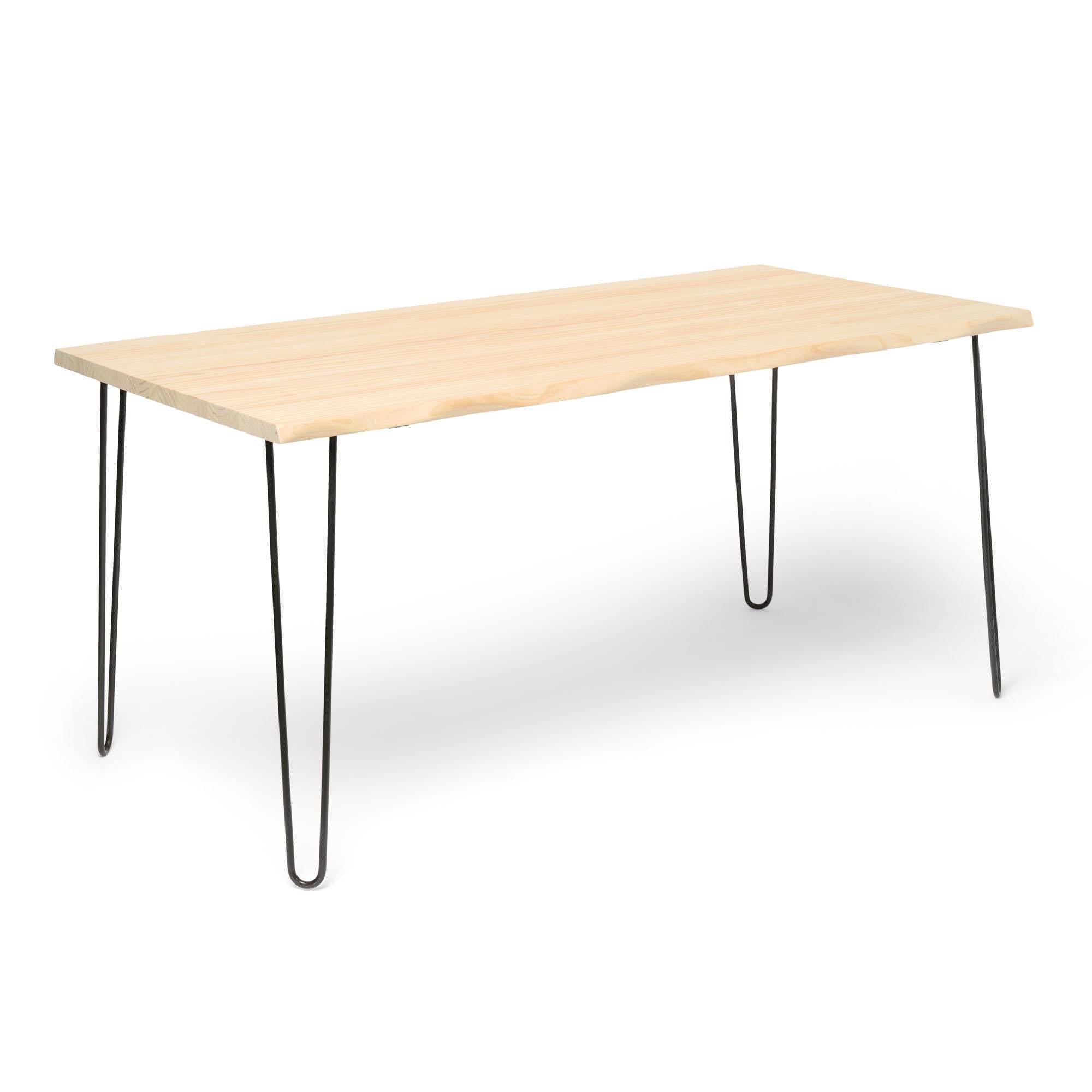 SHIOMI Mesa de comedor canto vivo de madera maciza. Acabado "N A T U R A L".