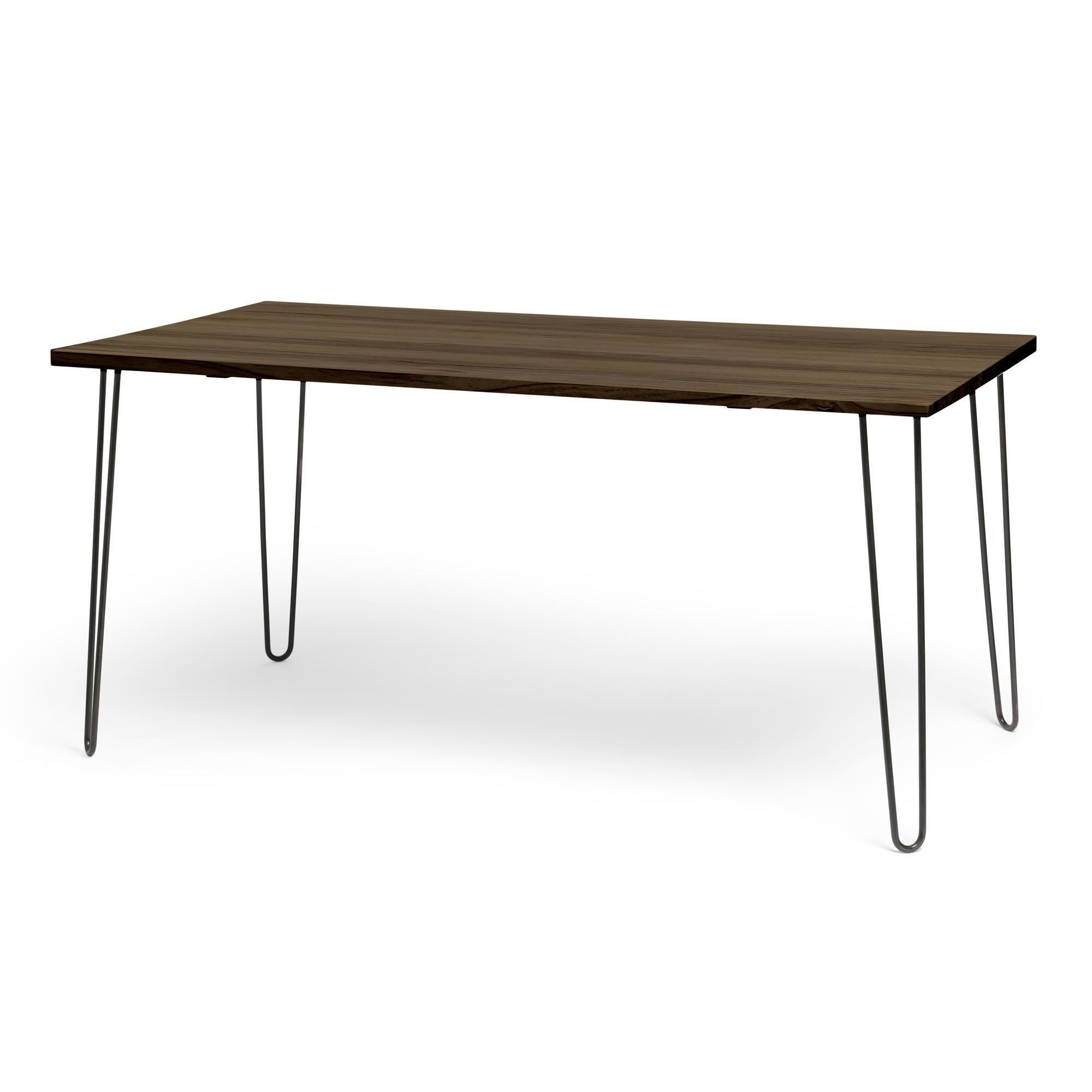 SENJO Mesa de comedor canto vivo de madera maciza. Acabado "R A W  G R A Y".