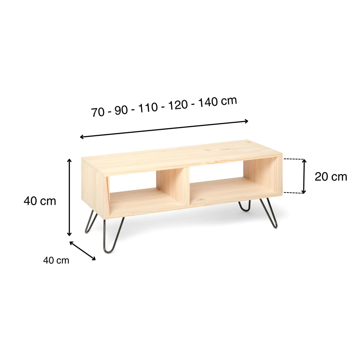 HIRA Solid wood TV stand. "NATURAL" finish.