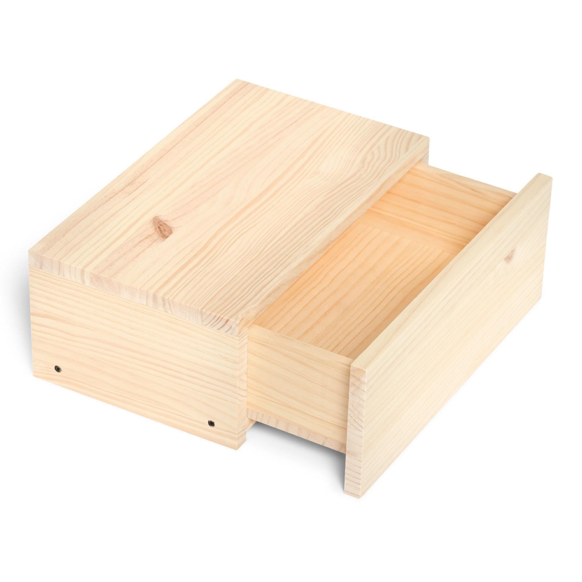 TONE Mesita de noche flotante de madera maciza con cajón. Acabado "N A T U R A L".