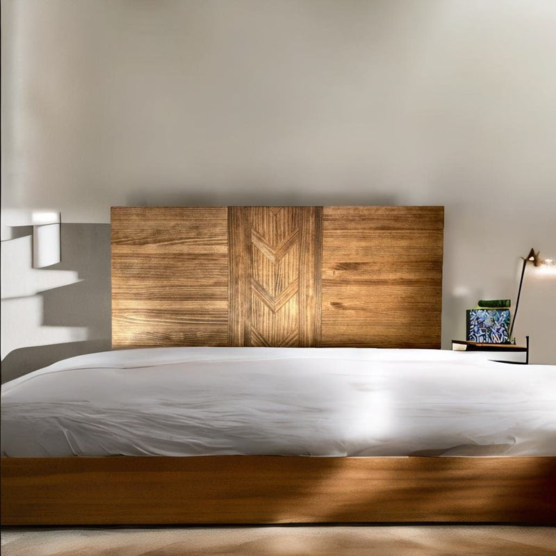 Tête de lit ethnique en bois massif.