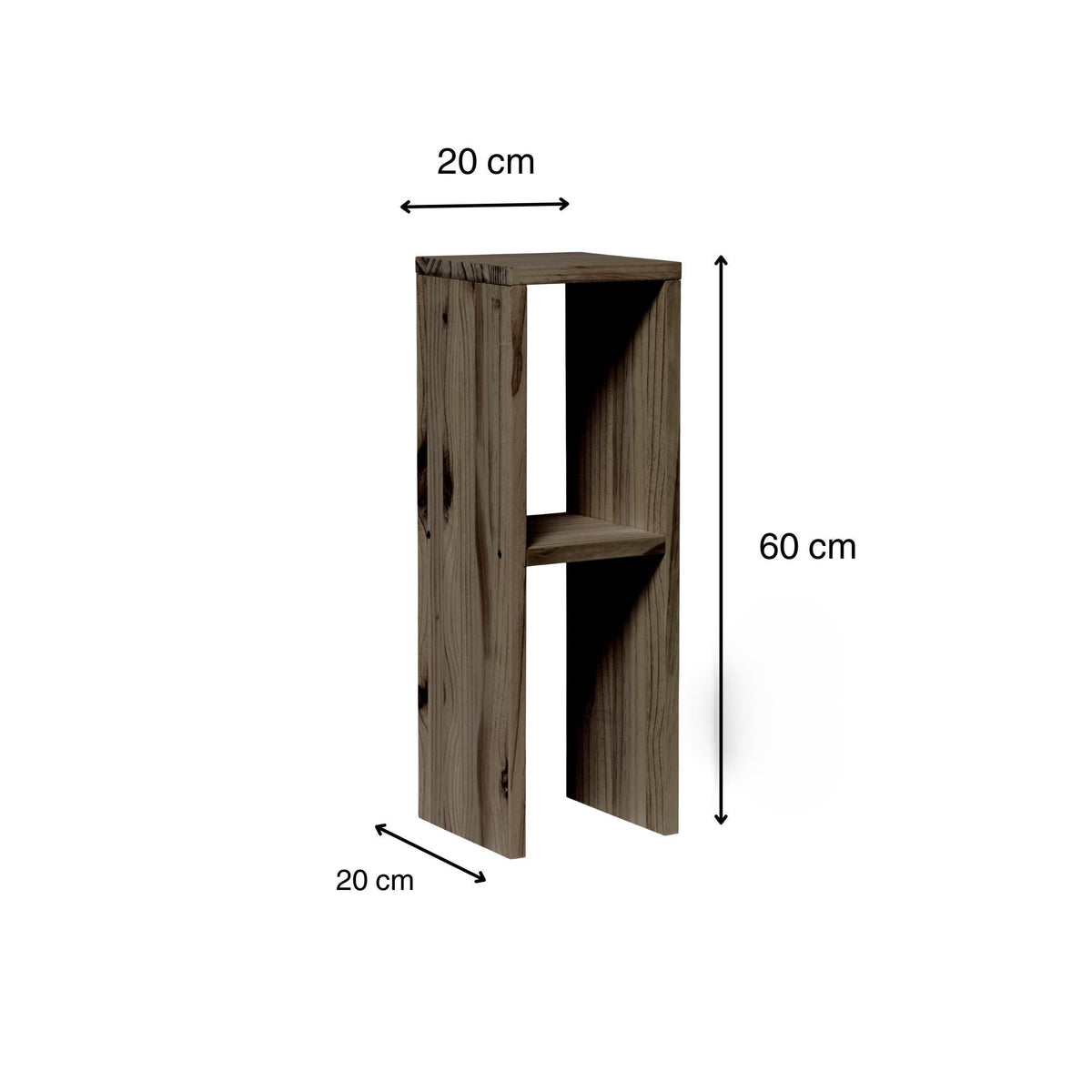 IWAKI Solid wood bedside table. "RAWGRAY" finish.