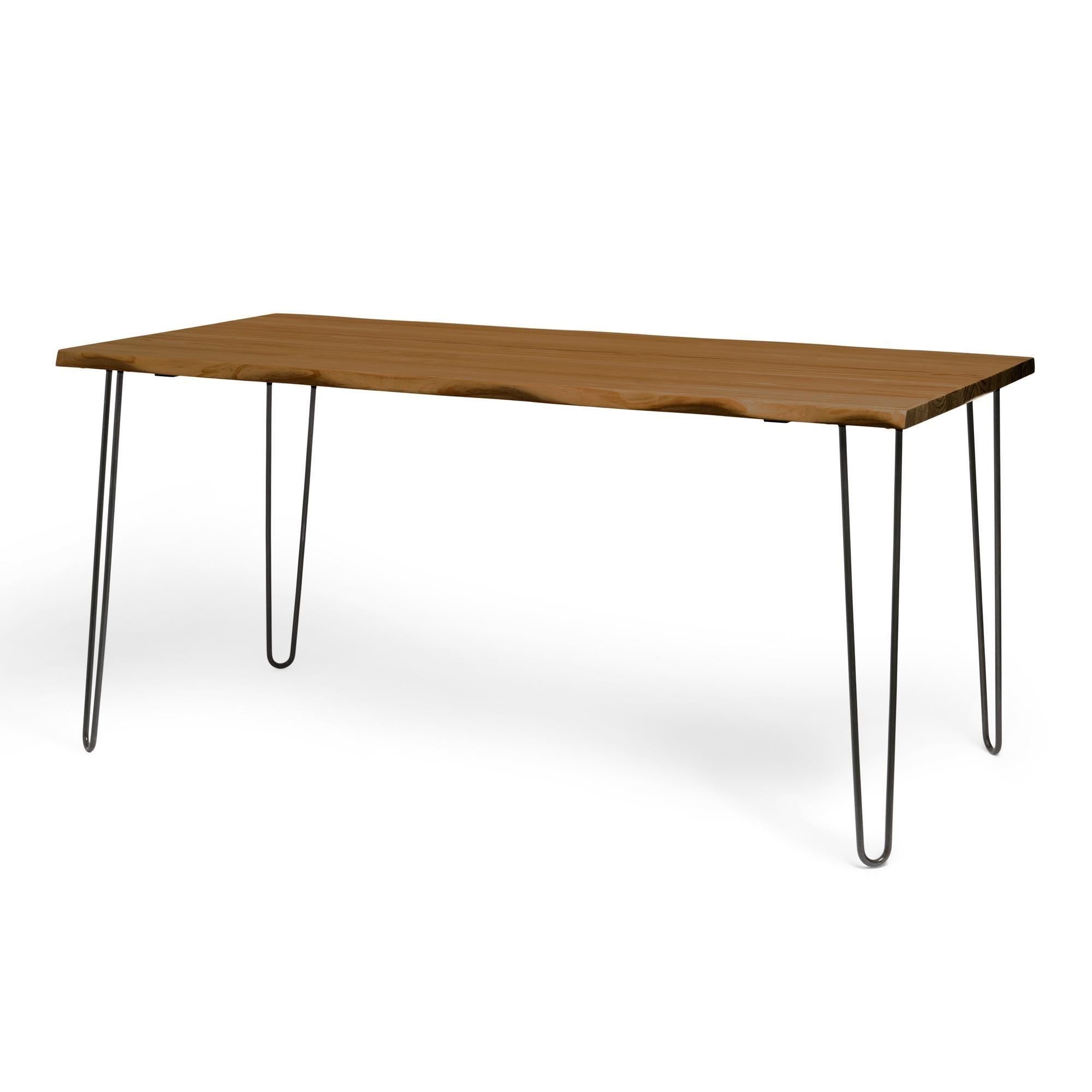 SHIOMI Mesa de comedor canto vivo de madera maciza. Acabado "D A R K".