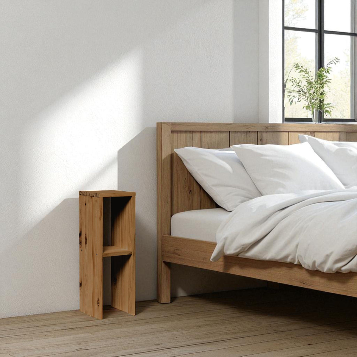 IWAKI Table de nuit en bois massif. Acabado 