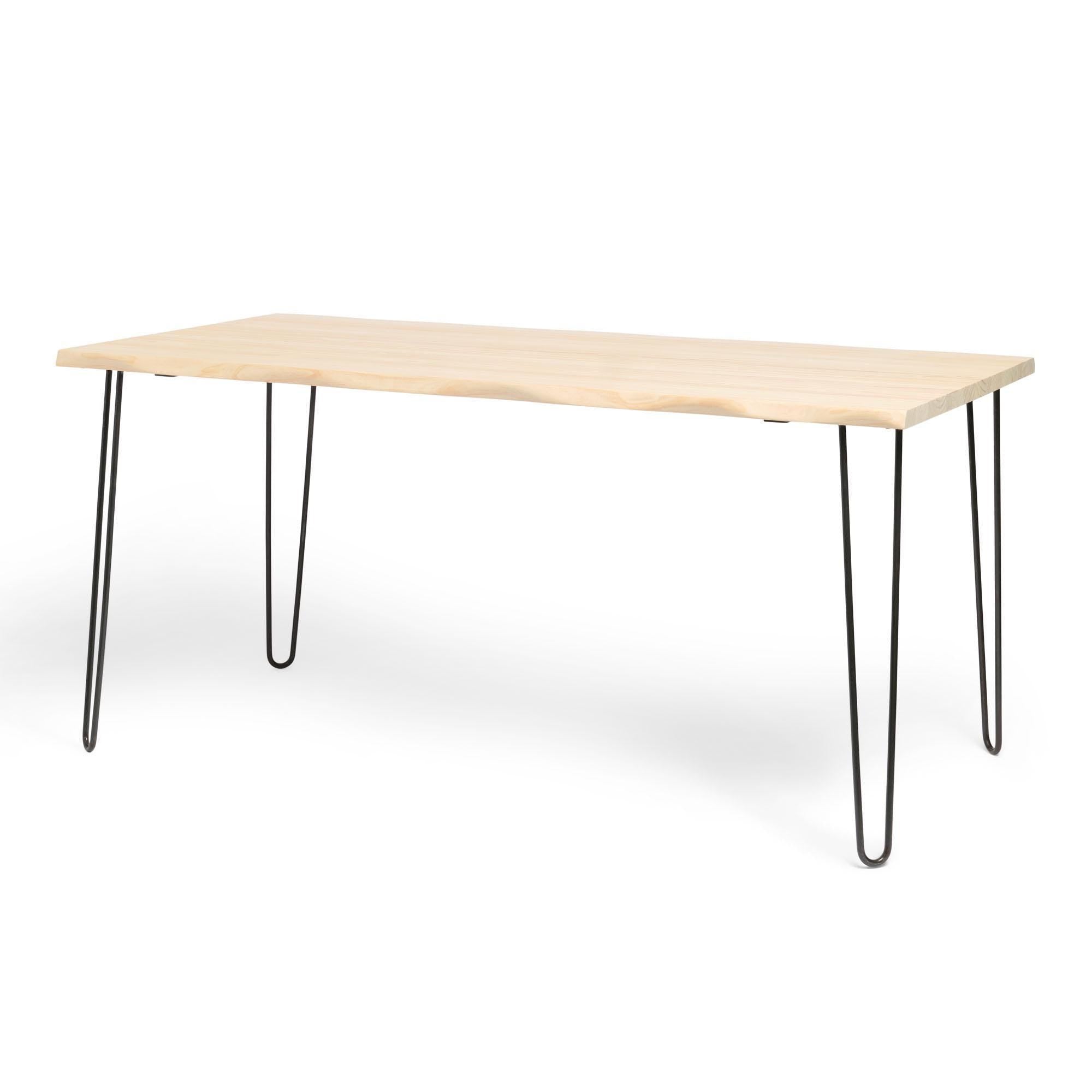 SHIOMI Mesa de comedor canto vivo de madera maciza. Acabado "N A T U R A L".
