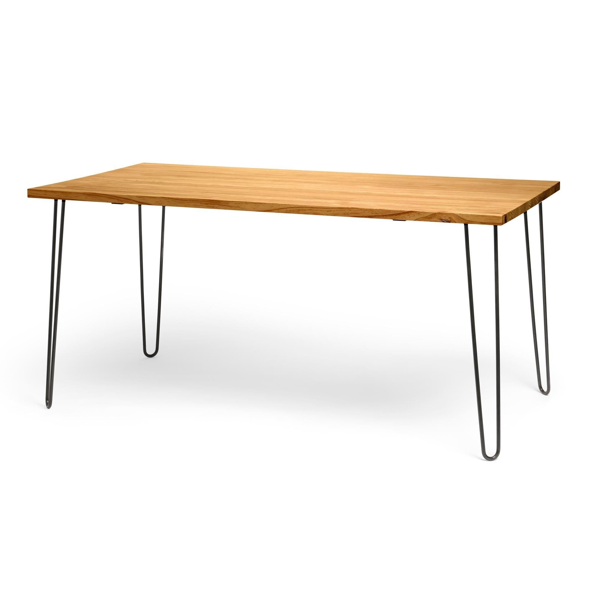 SENJO Mesa de comedor canto vivo de madera maciza. Acabado "O A K".