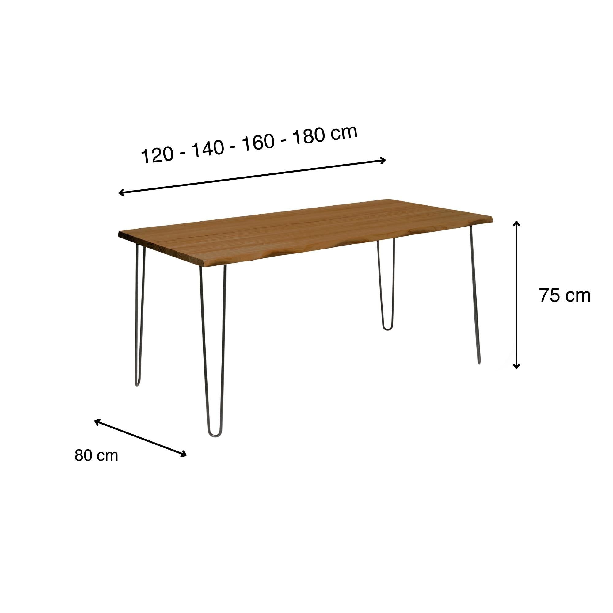 SHIOMI Mesa de comedor canto vivo de madera maciza. Acabado "D A R K".