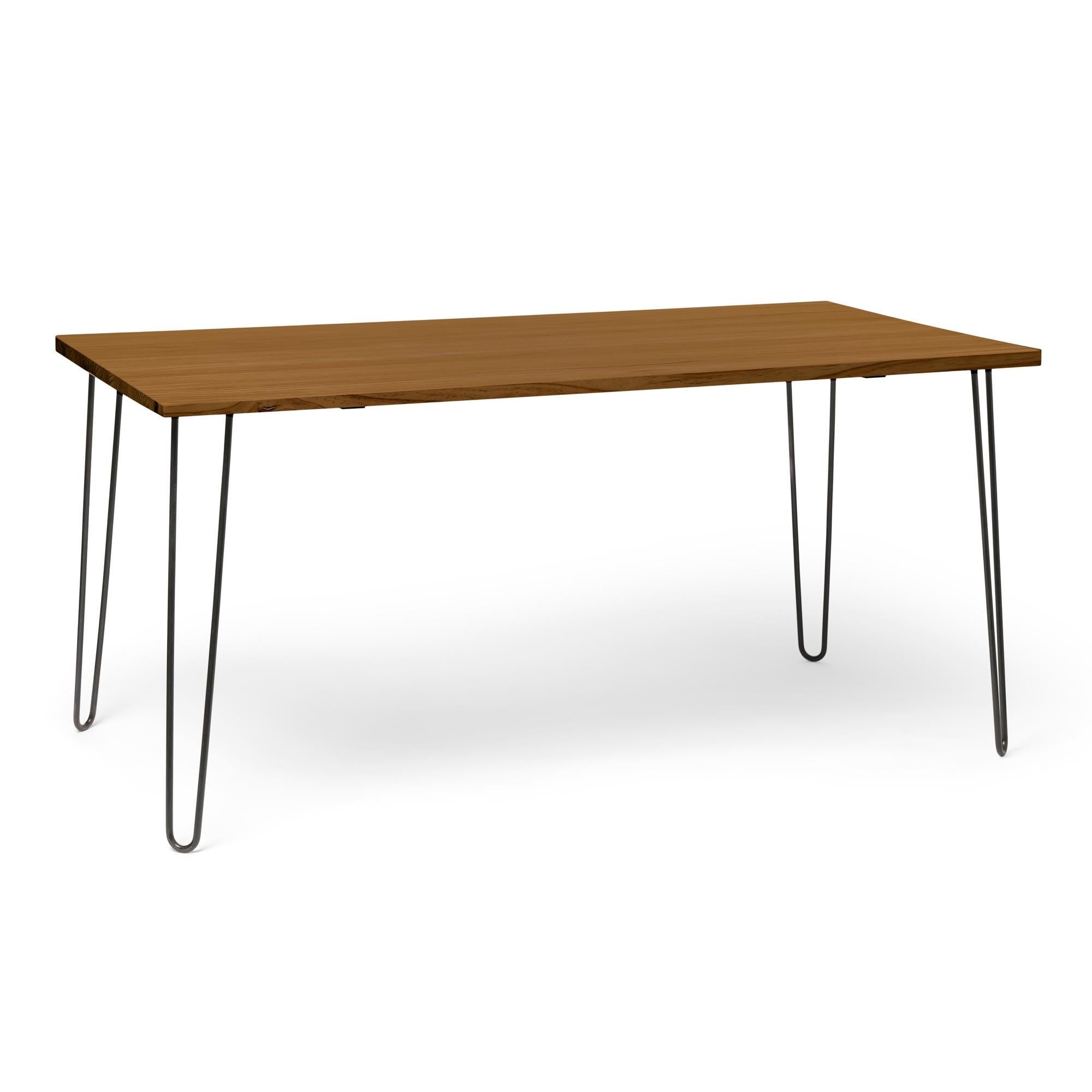 SENJO Mesa de comedor canto vivo de madera maciza. Acabado "D A R K".