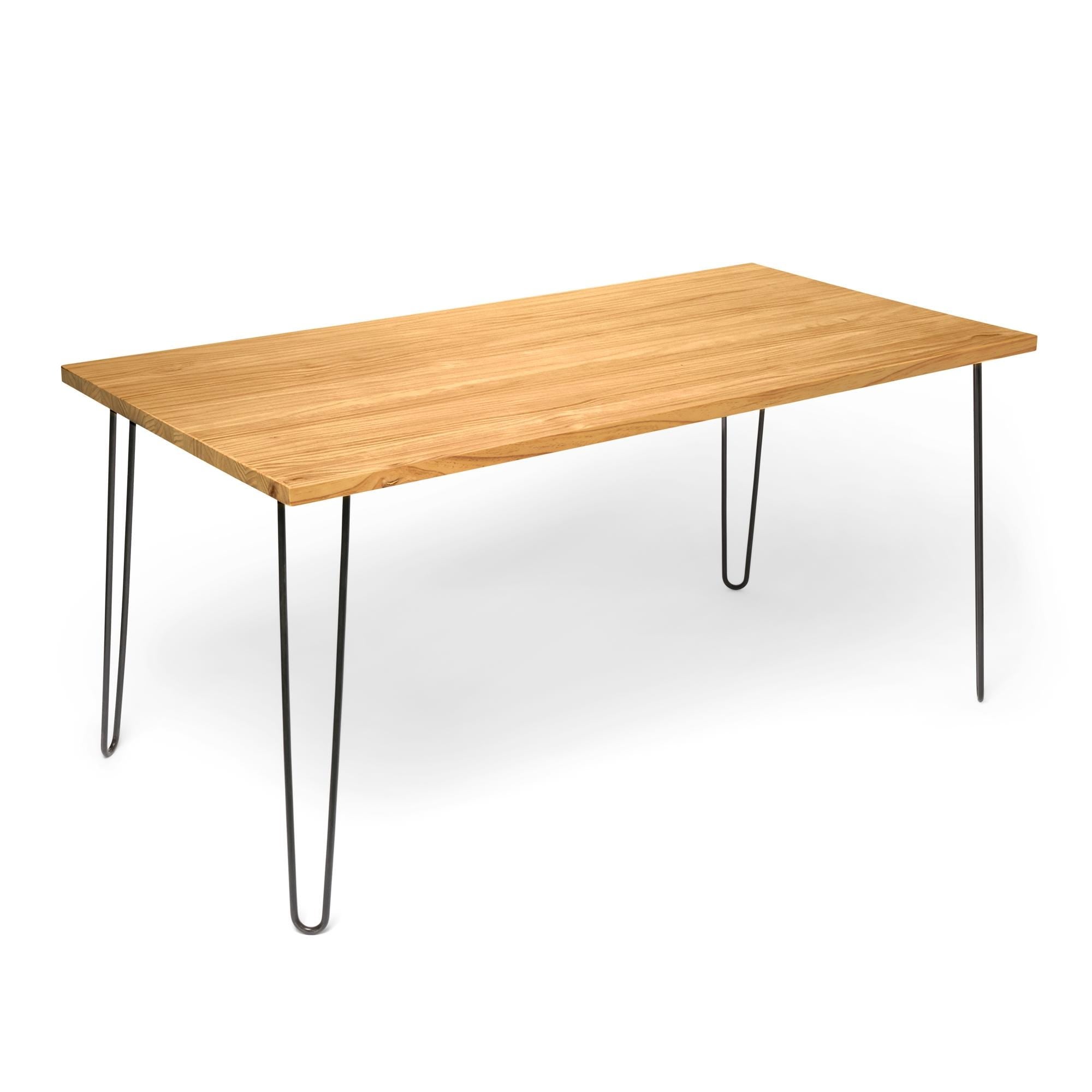 SENJO Mesa de comedor canto vivo de madera maciza. Acabado "O A K".