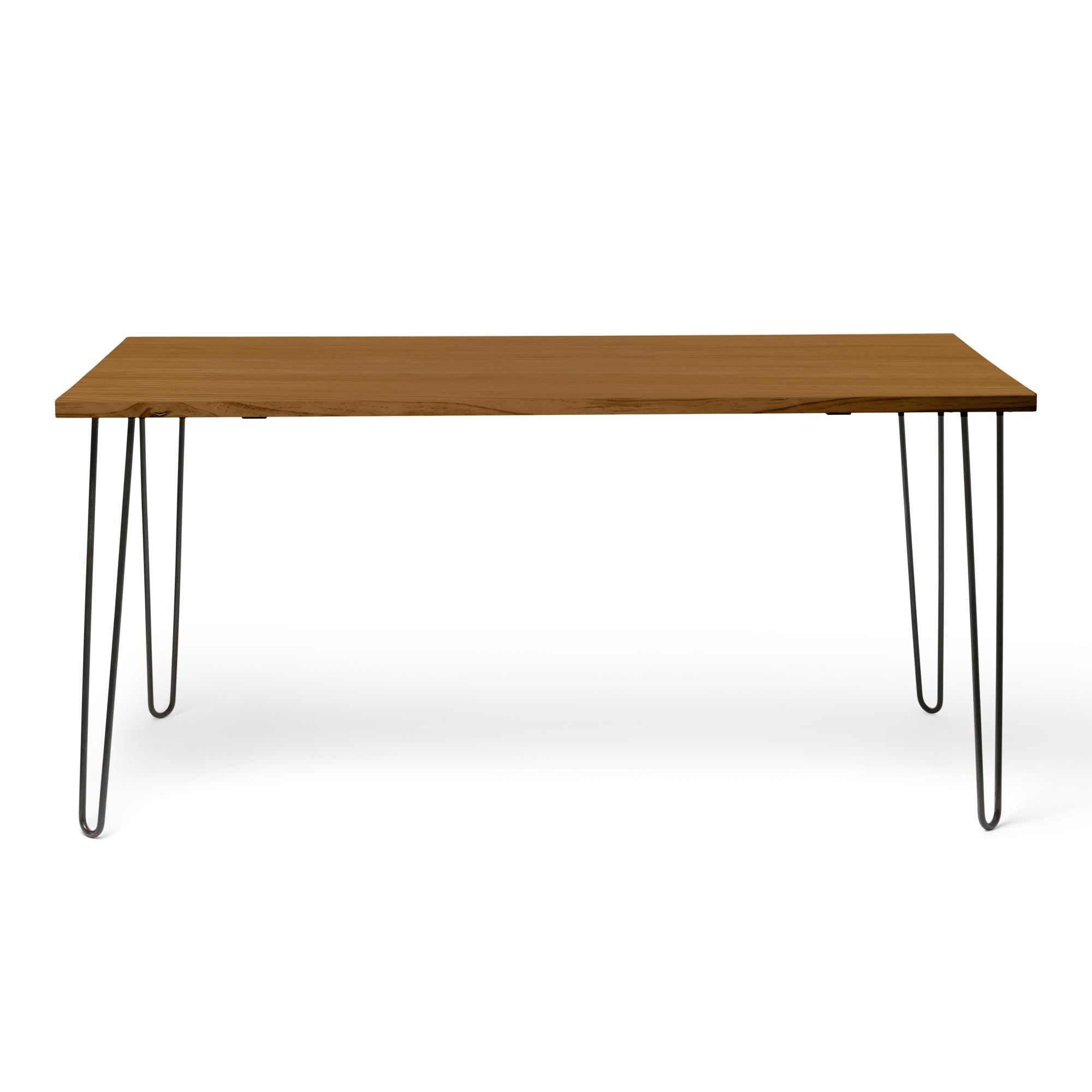 SENJO Mesa de comedor canto vivo de madera maciza. Acabado "D A R K".