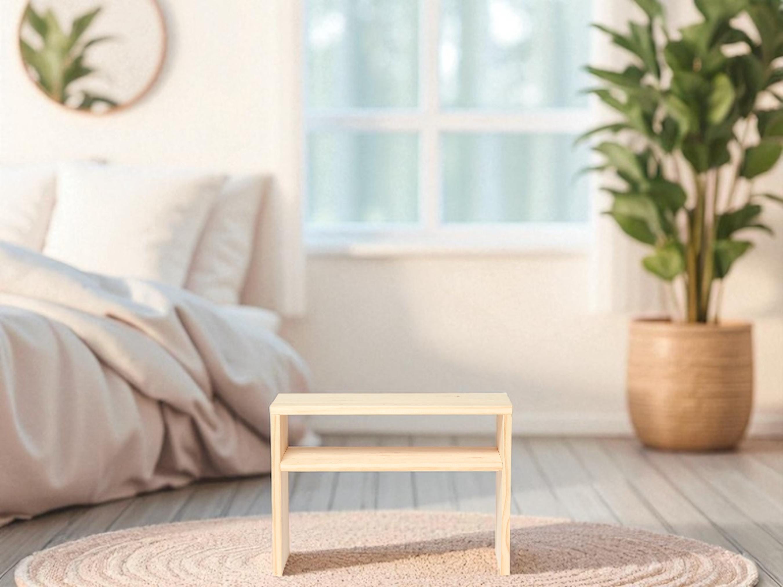 HOO Mesita de noche de madera maciza. Acabado "N A T U R A L".
