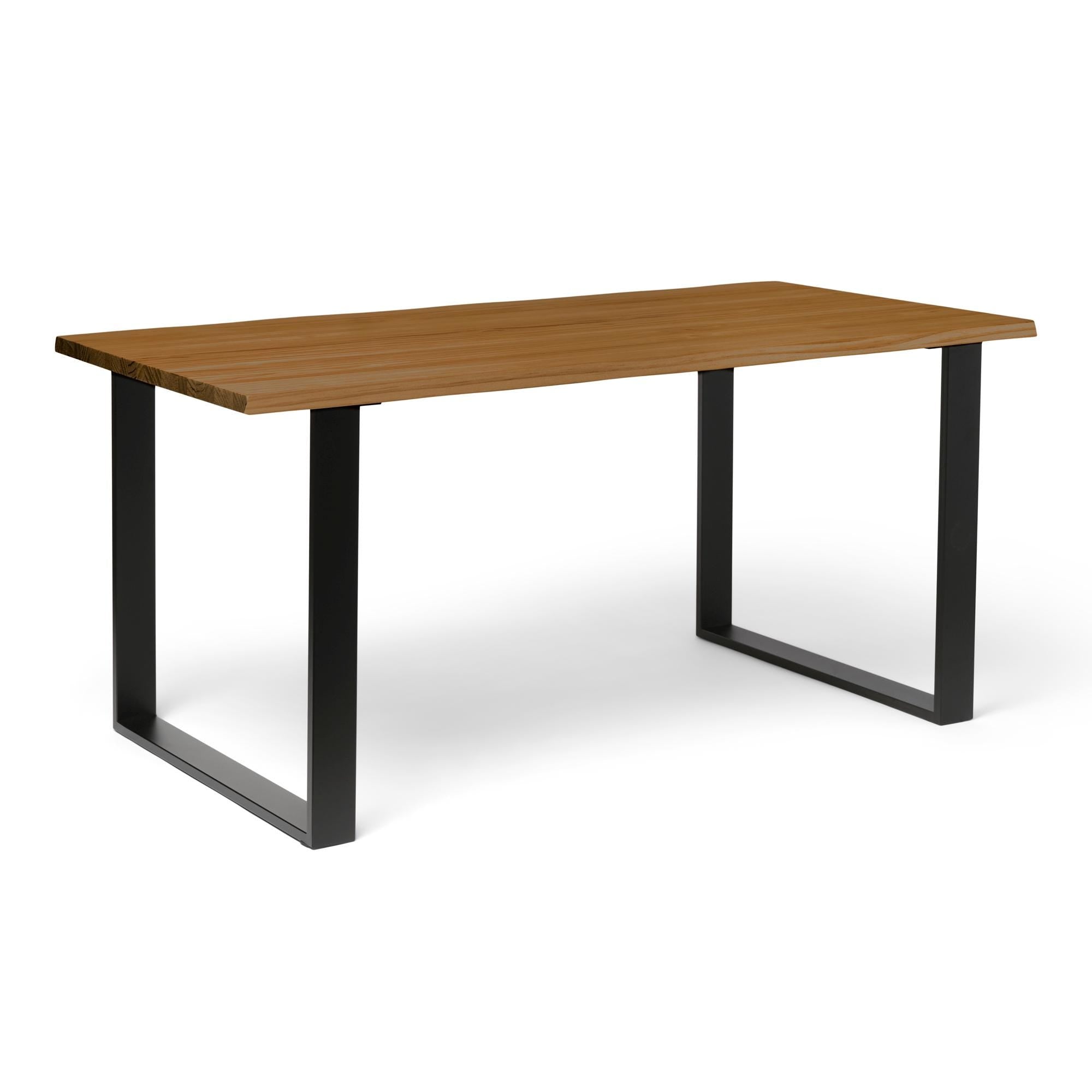 GASSAN Mesa de comedor canto vivo de madera maciza. Acabado "D A R K".