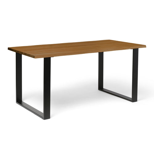GASSAN Mesa de comedor canto vivo de madera maciza. Acabado "DARK".