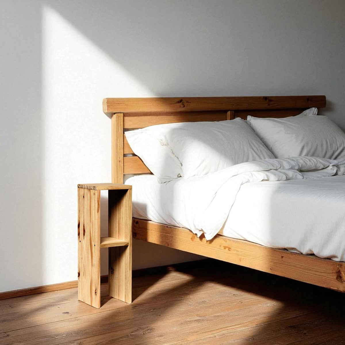 IWAKI Table de nuit en bois massif. Acabado 