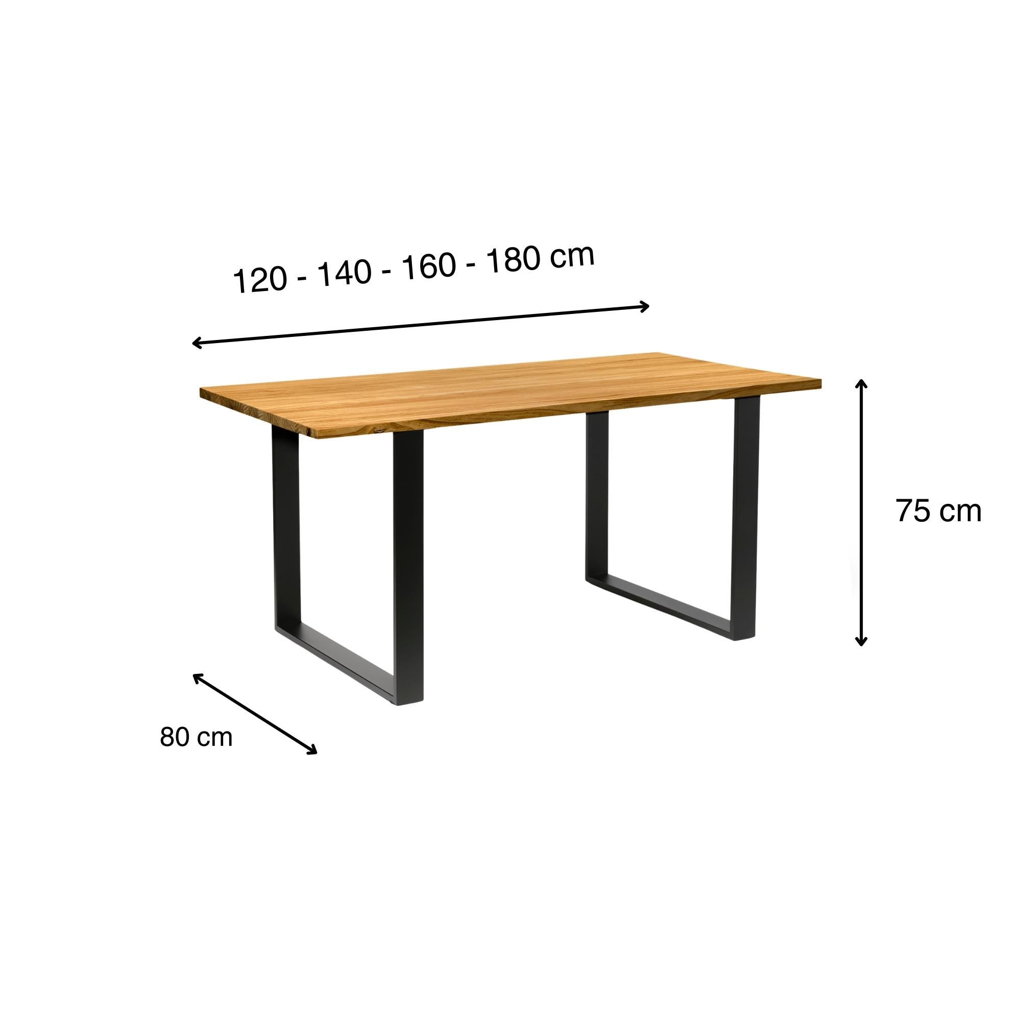 KASA Mesa de comedor de madera maciza. Acabado "O A K".