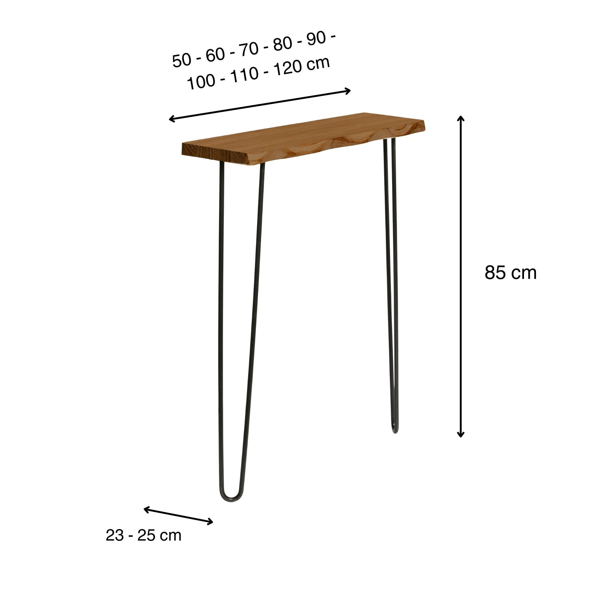 UTSUGI Consola - Recibidor de madera maciza con borde vivo. Acabado "D A R K".