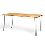 SHIOMI Mesa de comedor canto vivo de madera maciza. Acabado 