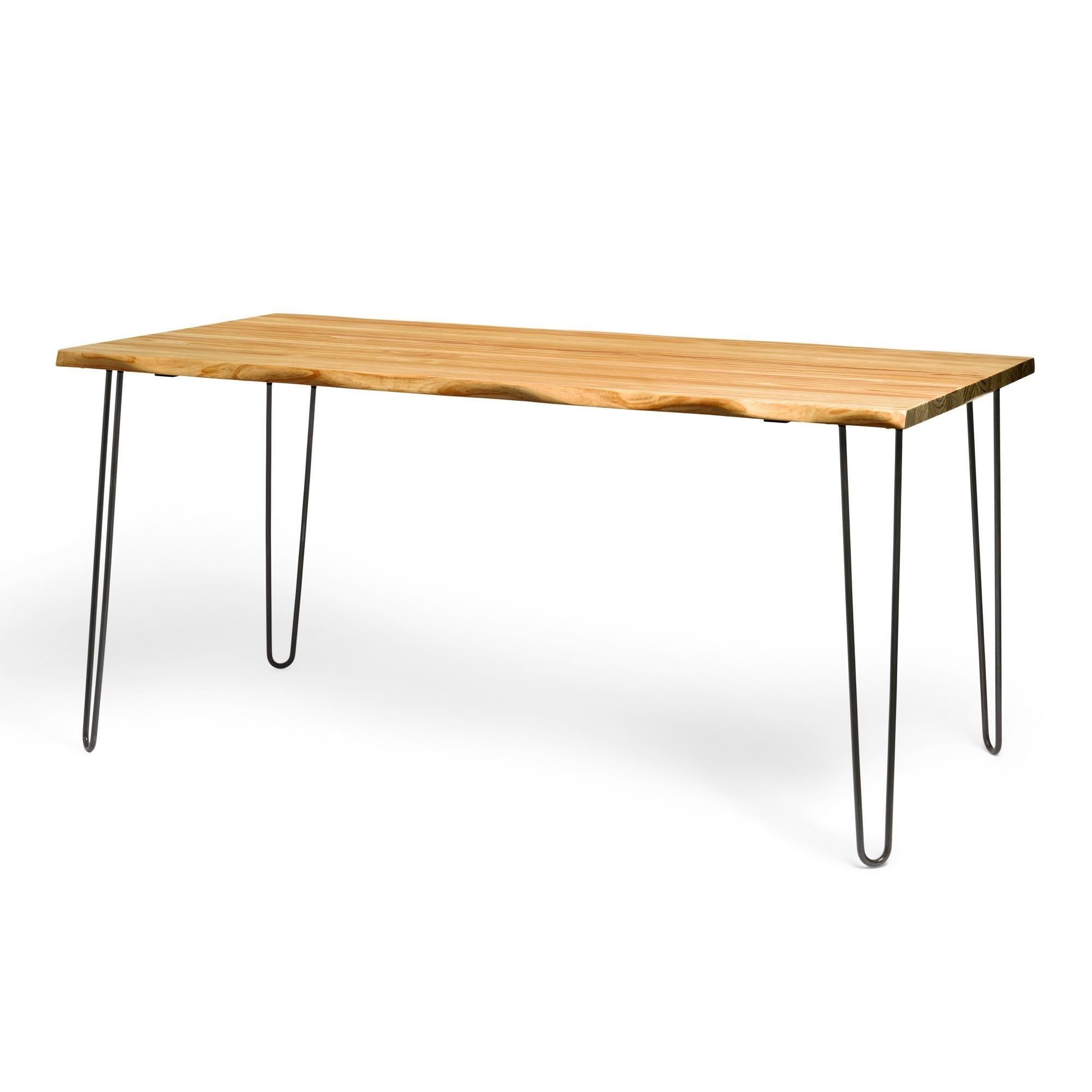 SHIOMI Mesa de comedor canto vivo de madera maciza. Acabado "O A K".