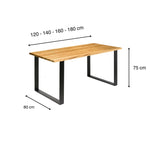 GASSAN Mesa de comedor canto vivo de madera maciza. Acabado 