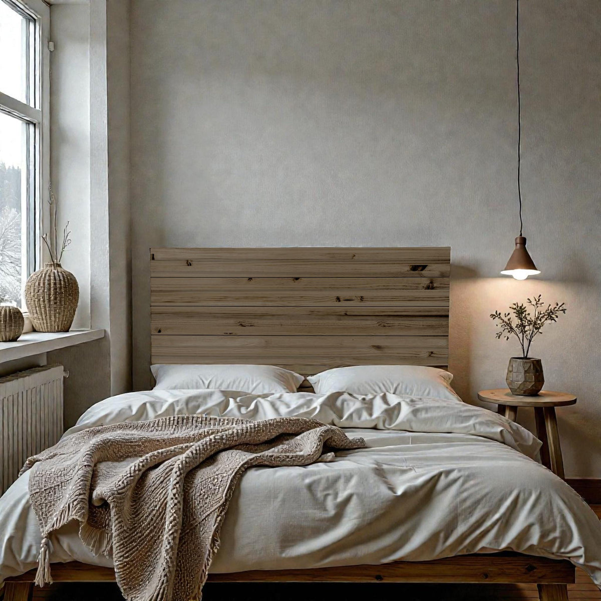 HIYORI Cabecero de madera maciza. Acabado 