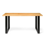 GASSAN Mesa de comedor canto vivo de madera maciza. Acabado 