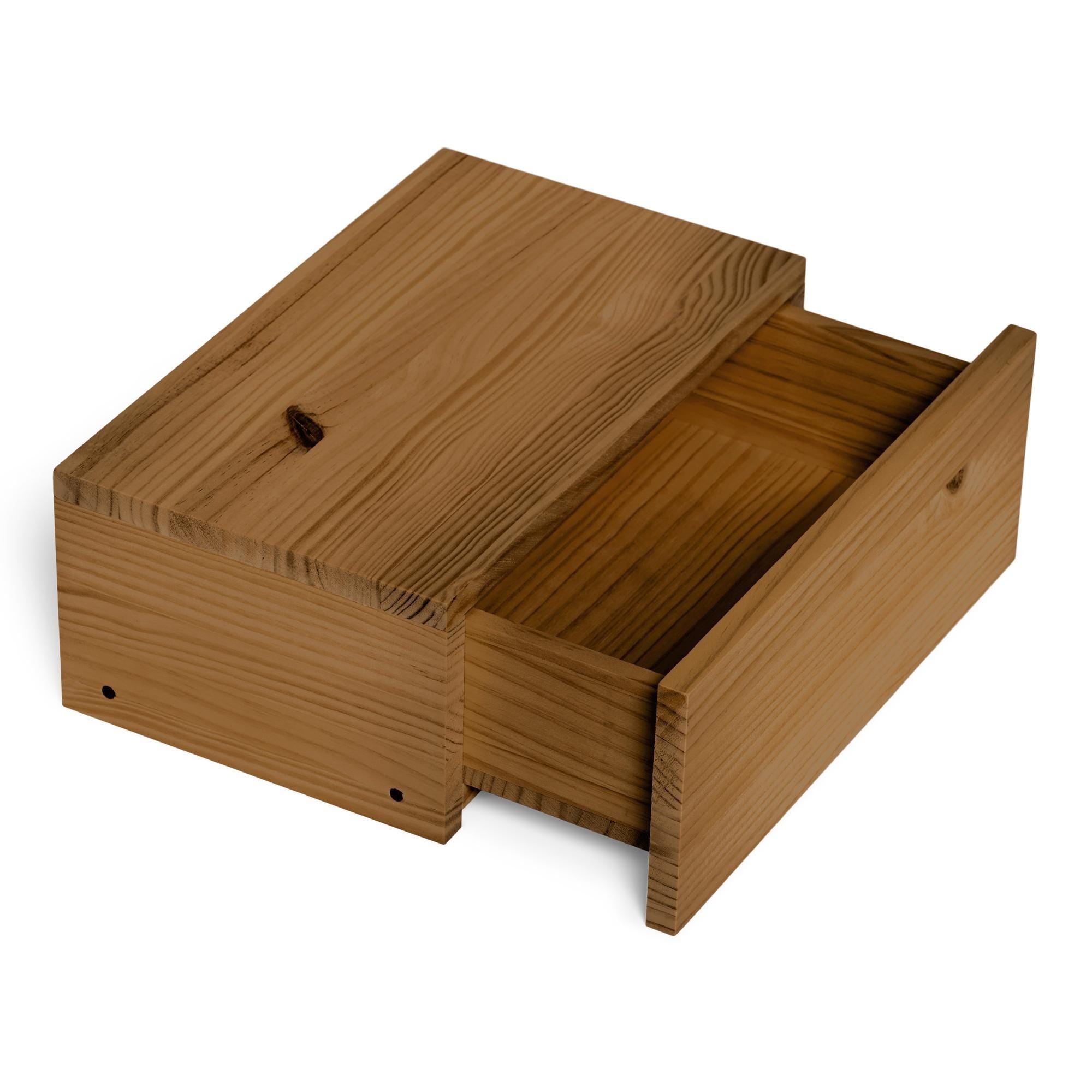 TONE Mesita de noche flotante de madera maciza con cajón. Acabado "D A R K".