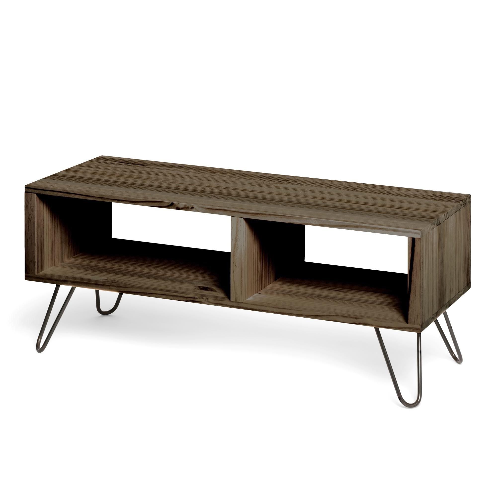 HIRA Mueble para TV de madera maciza. Acabado "R A W  G R A Y".