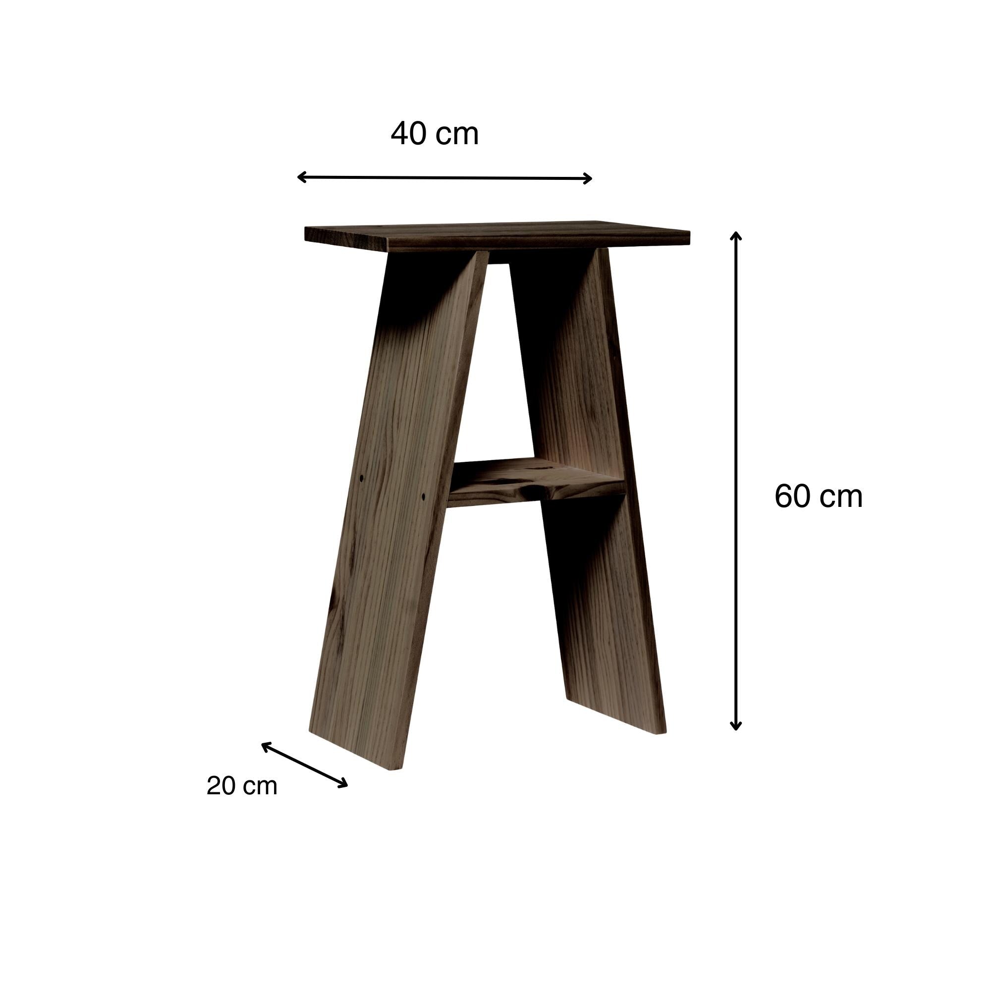 ENA Mesita de noche de madera maciza. Acabado "R A W  G R A Y".