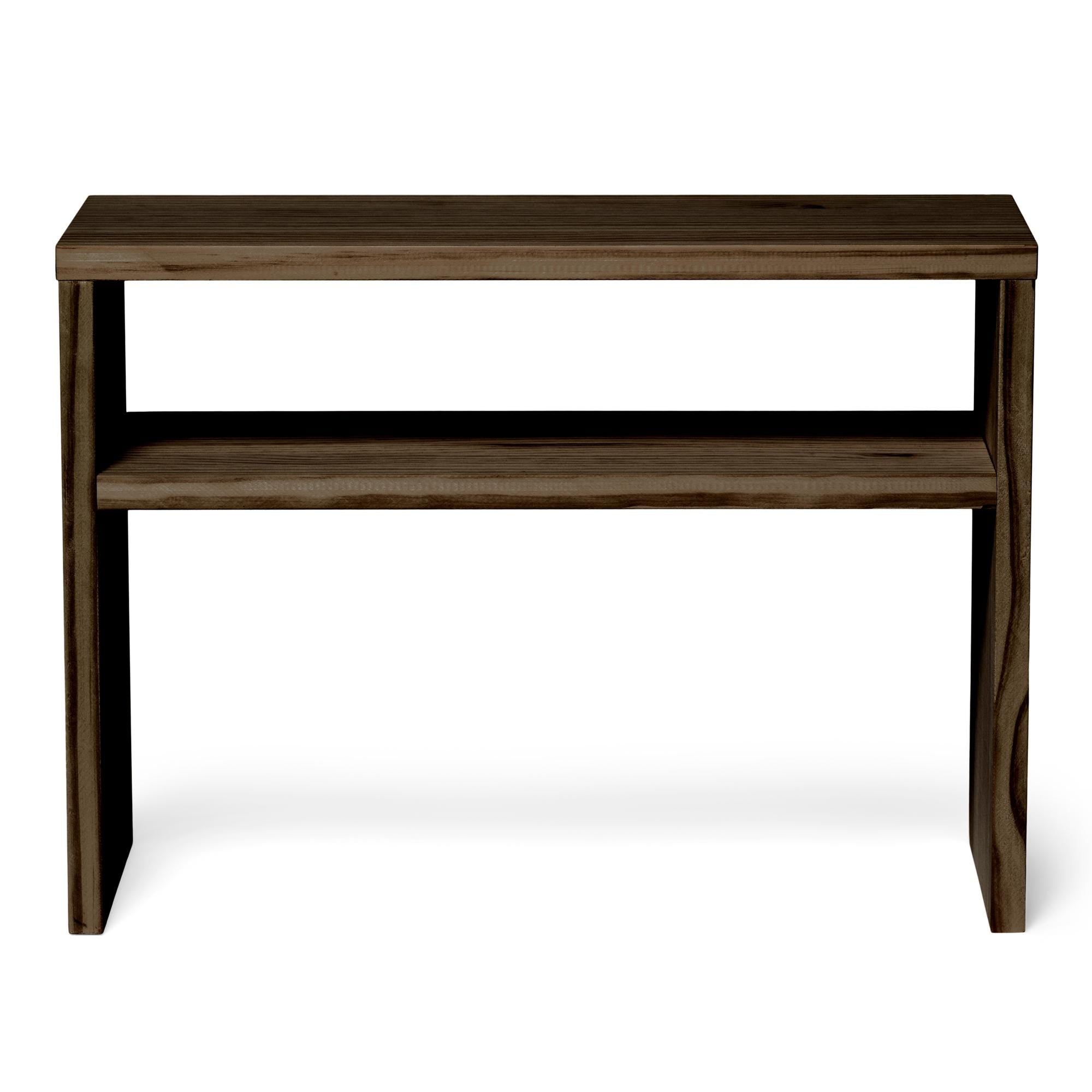 HOO Mesita de noche de madera maciza. Acabado "R A W  G R A Y".