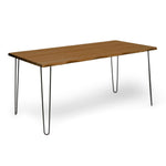 SHIOMI Mesa de comedor canto vivo de madera maciza. Acabado 