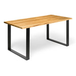 GASSAN Mesa de comedor canto vivo de madera maciza. Acabado 