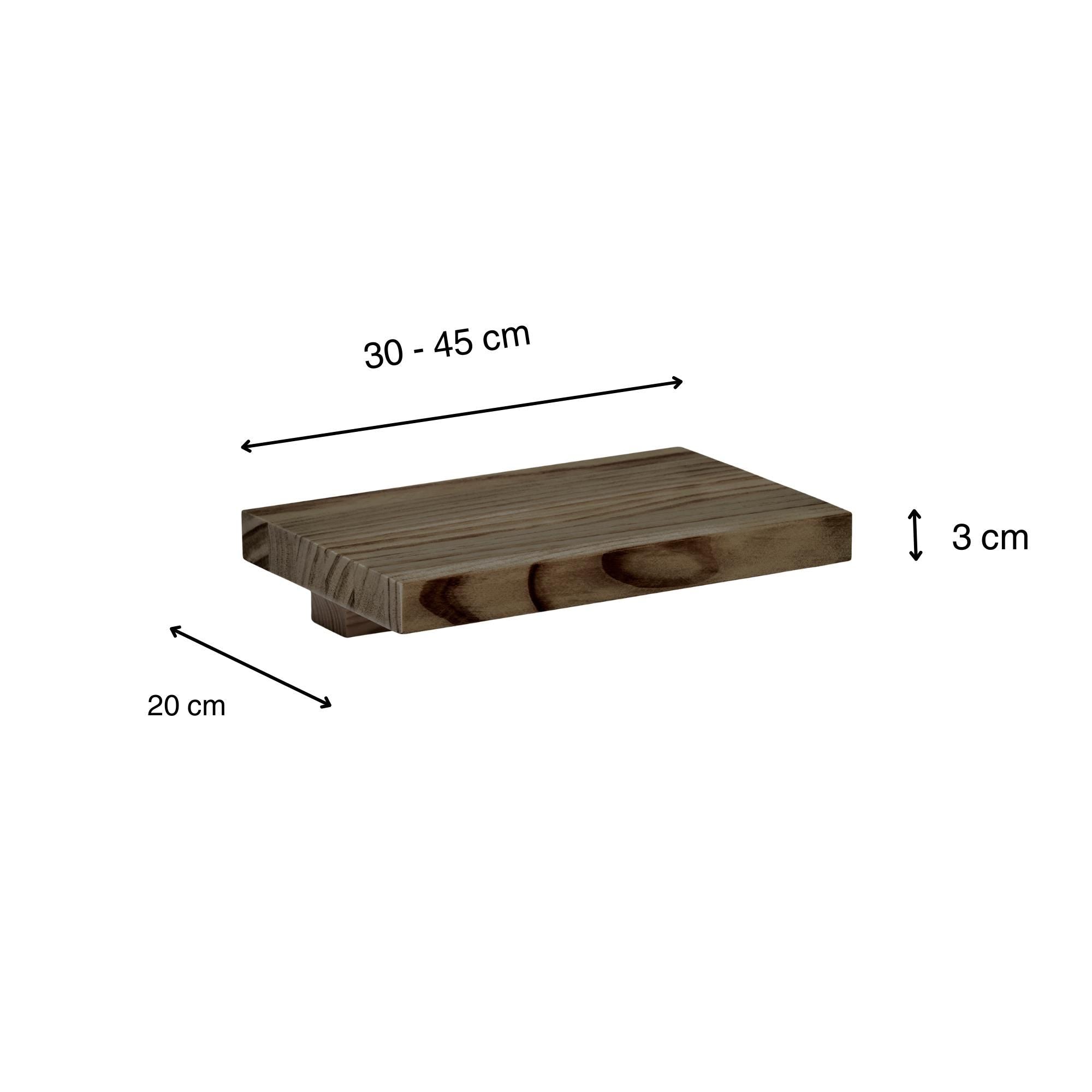 ONTAKE Mesita de noche flotante de madera maciza. Acabado "R A W  G R A Y".