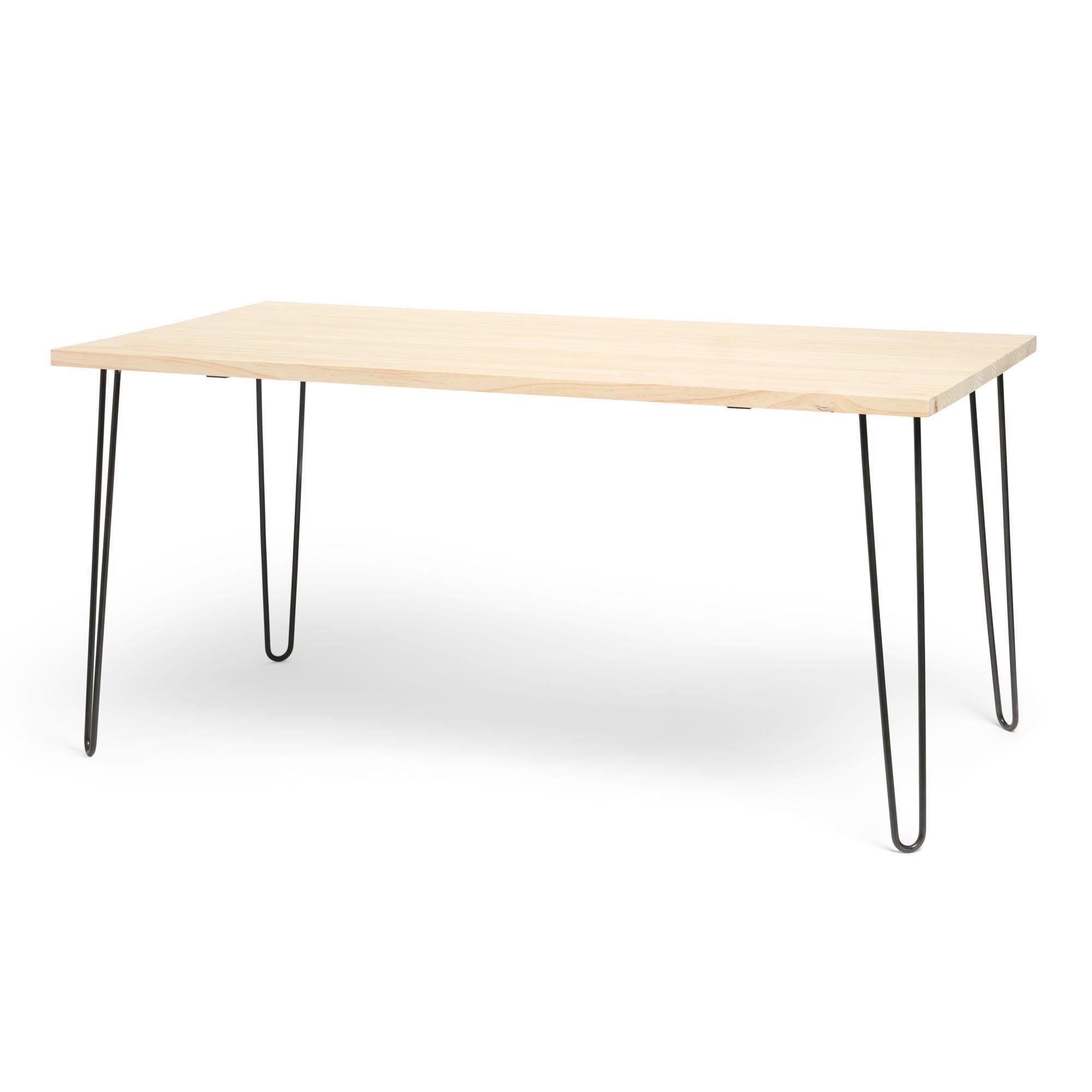 SENJO Mesa de comedor canto vivo de madera maciza. Acabado "N A T U R A L".