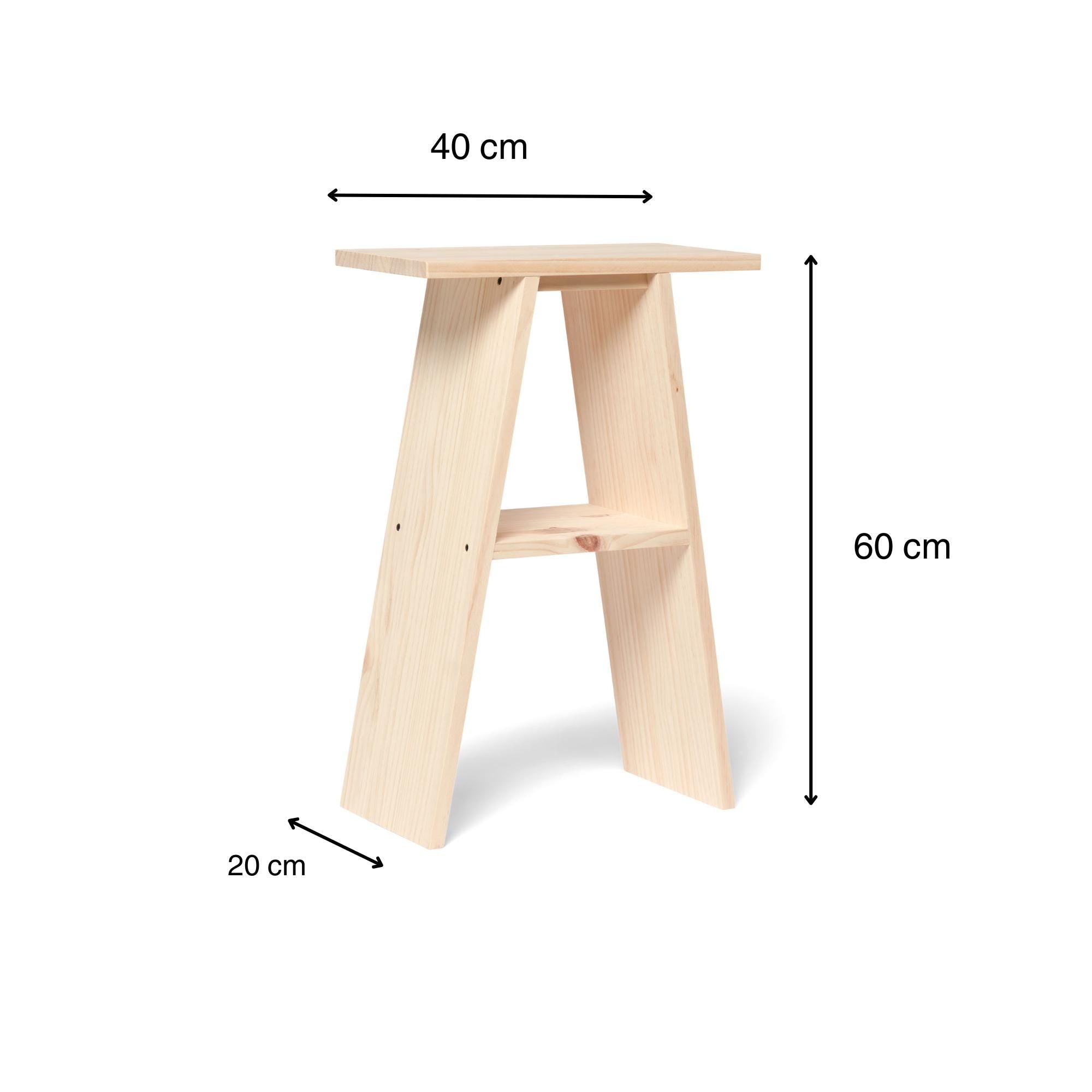 ENA Mesita de noche de madera maciza. Acabado "N A T U R A L".