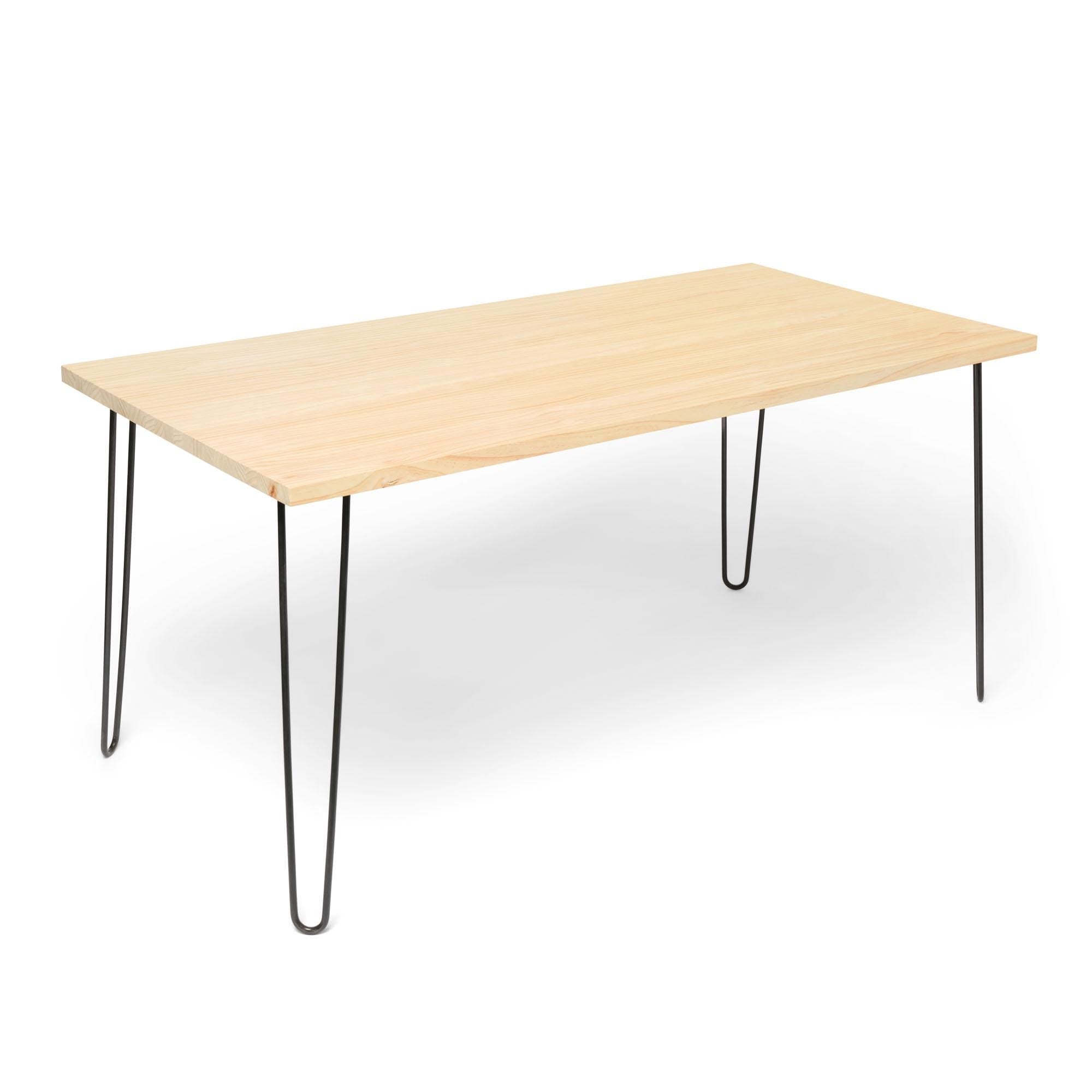 SENJO Mesa de comedor canto vivo de madera maciza. Acabado "N A T U R A L".