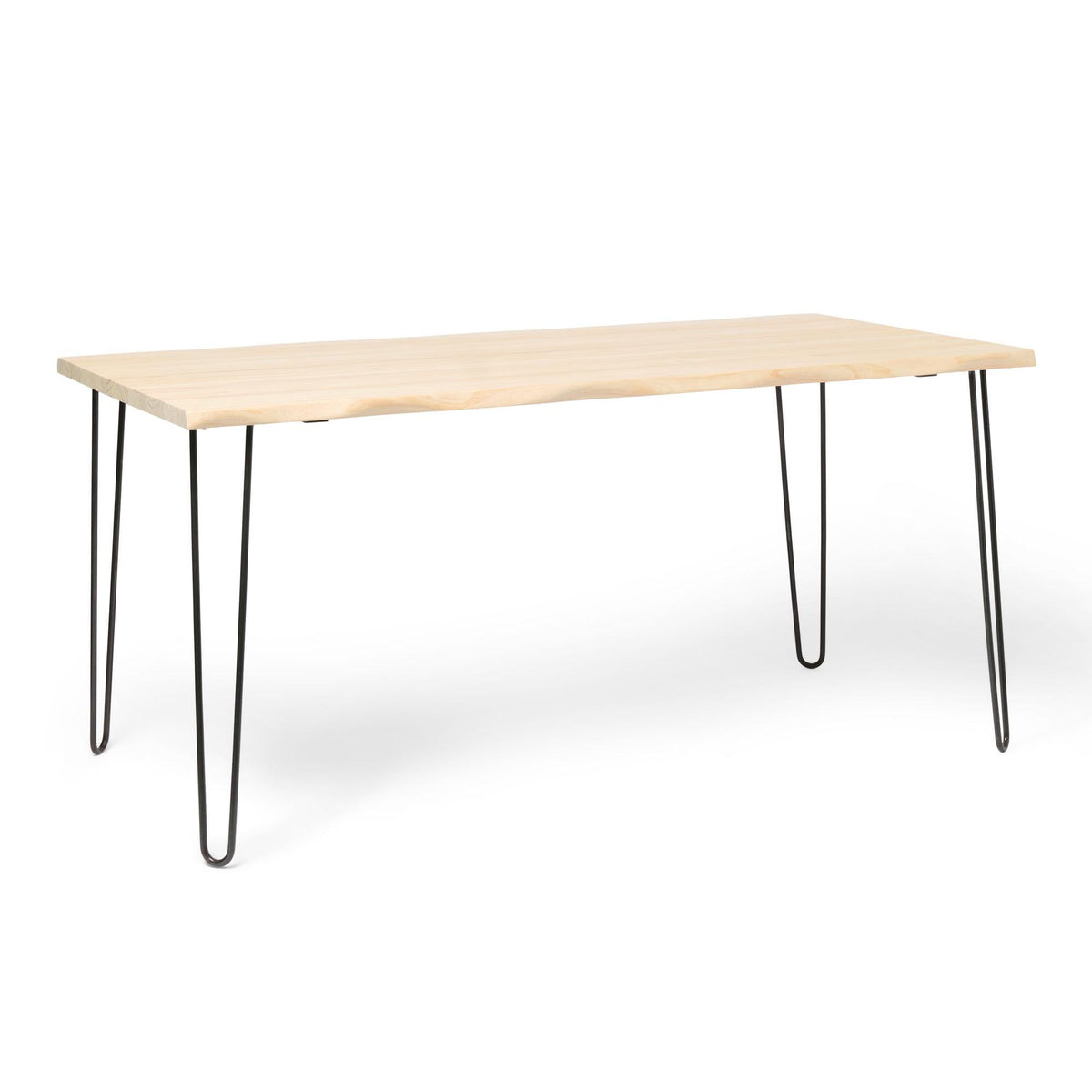 SHIOMI Mesa de comedor canto vivo de madera maciza. Acabado 