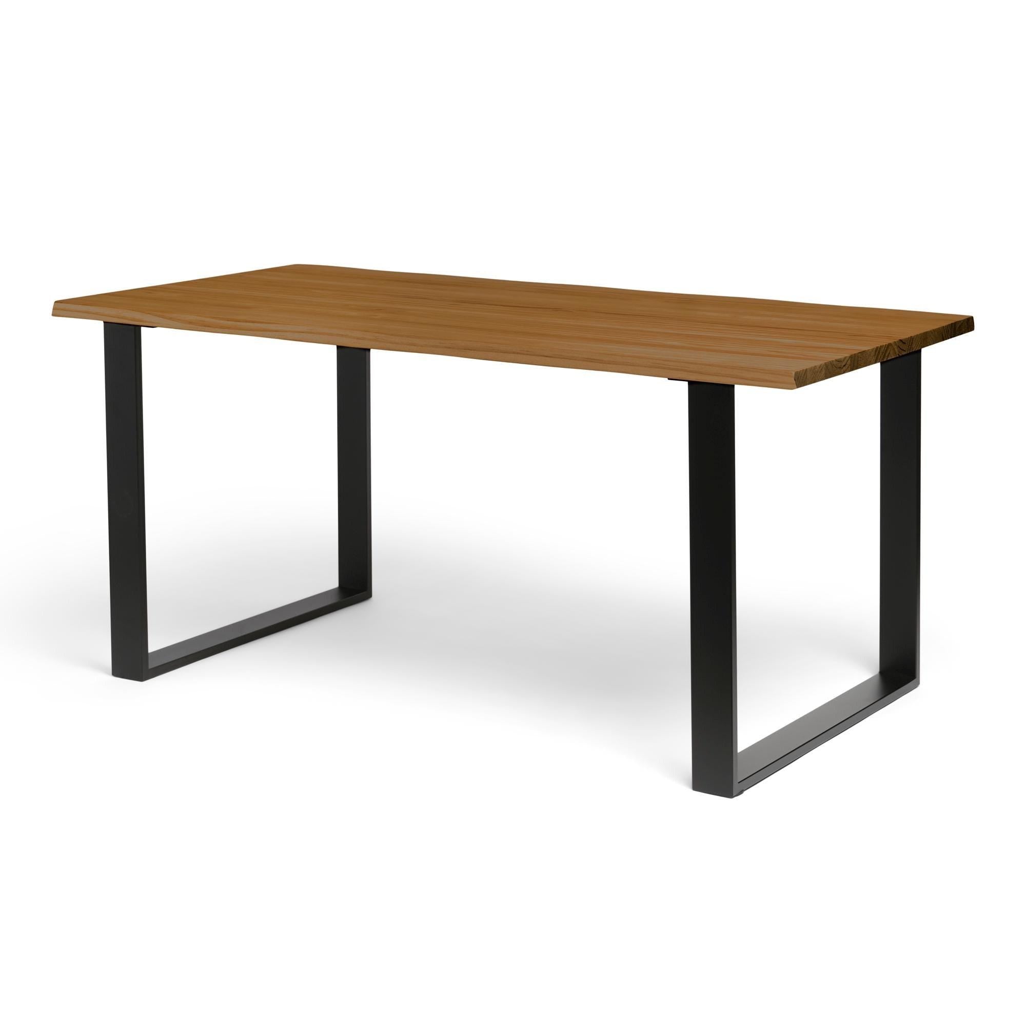 GASSAN Mesa de comedor canto vivo de madera maciza. Acabado "D A R K".