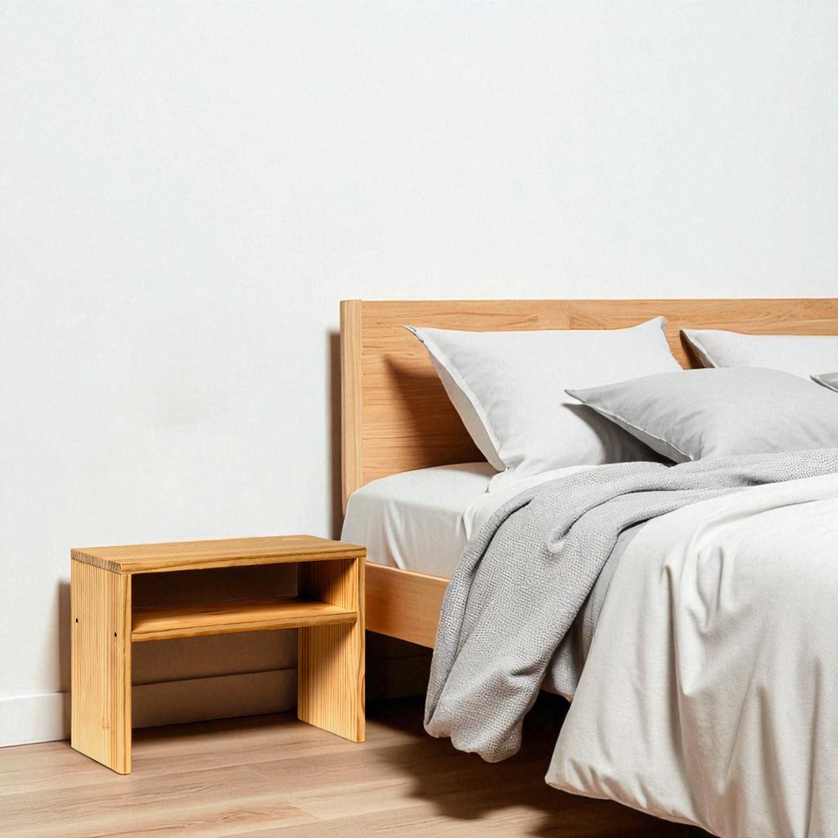 HOO Mesita de noche de madera maciza. Acabado 