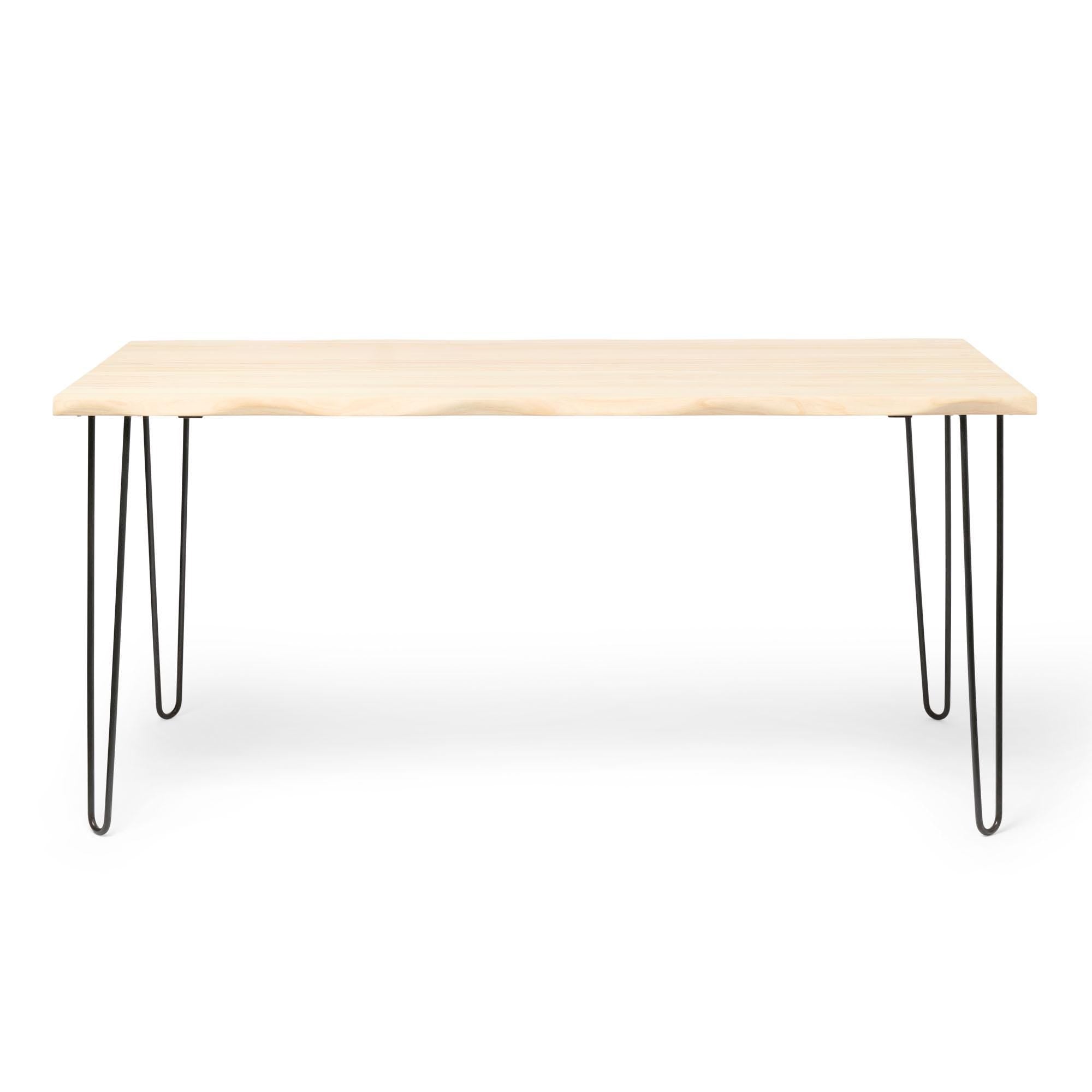 SHIOMI Mesa de comedor canto vivo de madera maciza. Acabado "N A T U R A L".