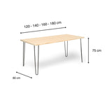 SHIOMI Mesa de comedor canto vivo de madera maciza. Acabado 