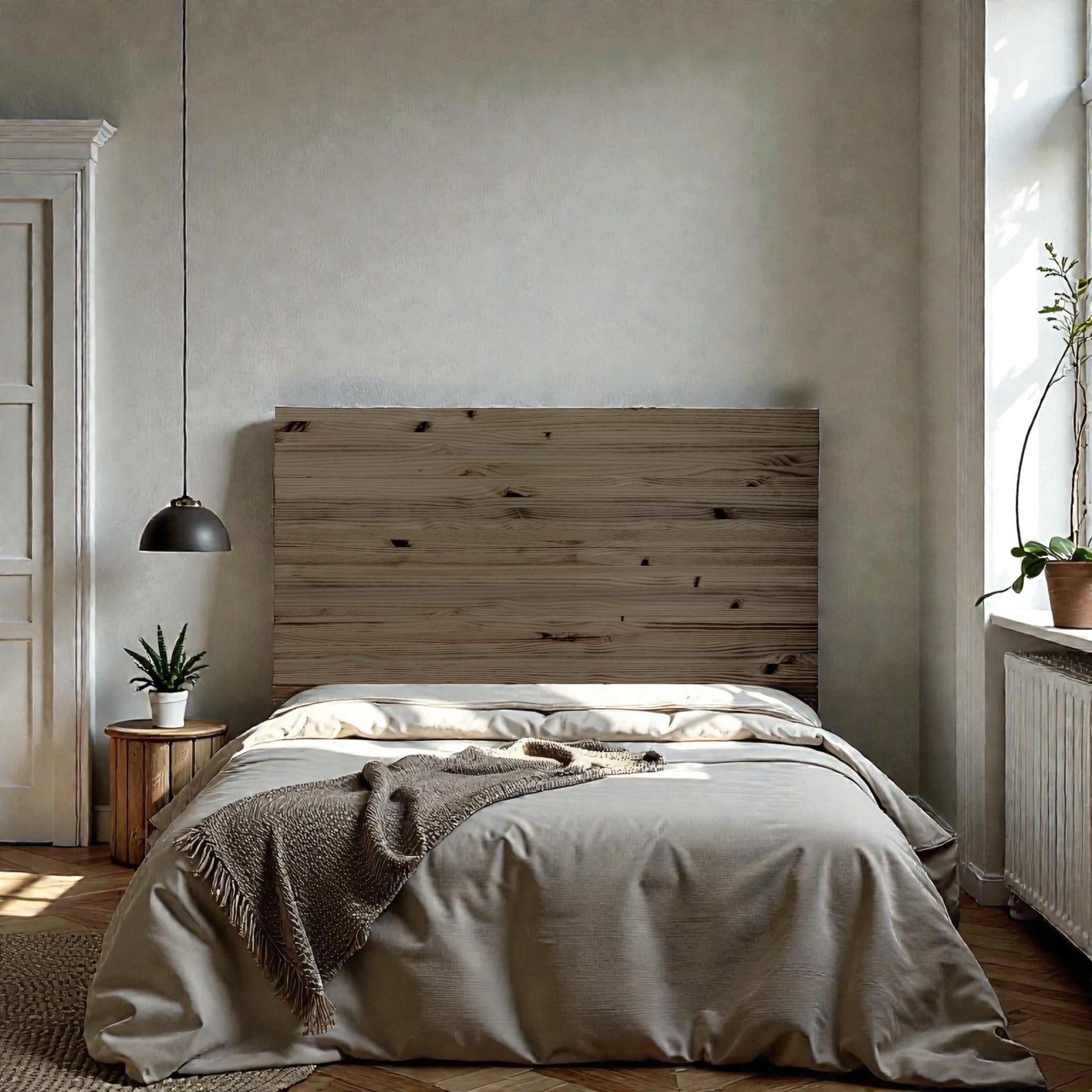 FUJI Cabecero de madera maciza. Acabado "R A W  G R A Y".