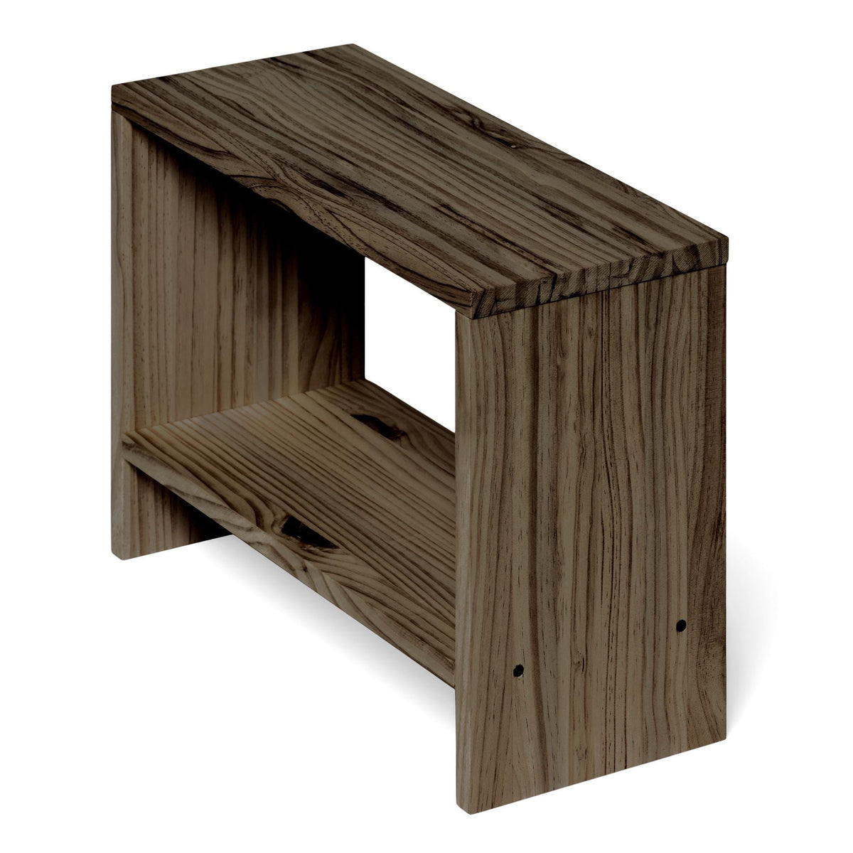 AKAISHI Solid wood bedside table. "RAWGRAY" finish.