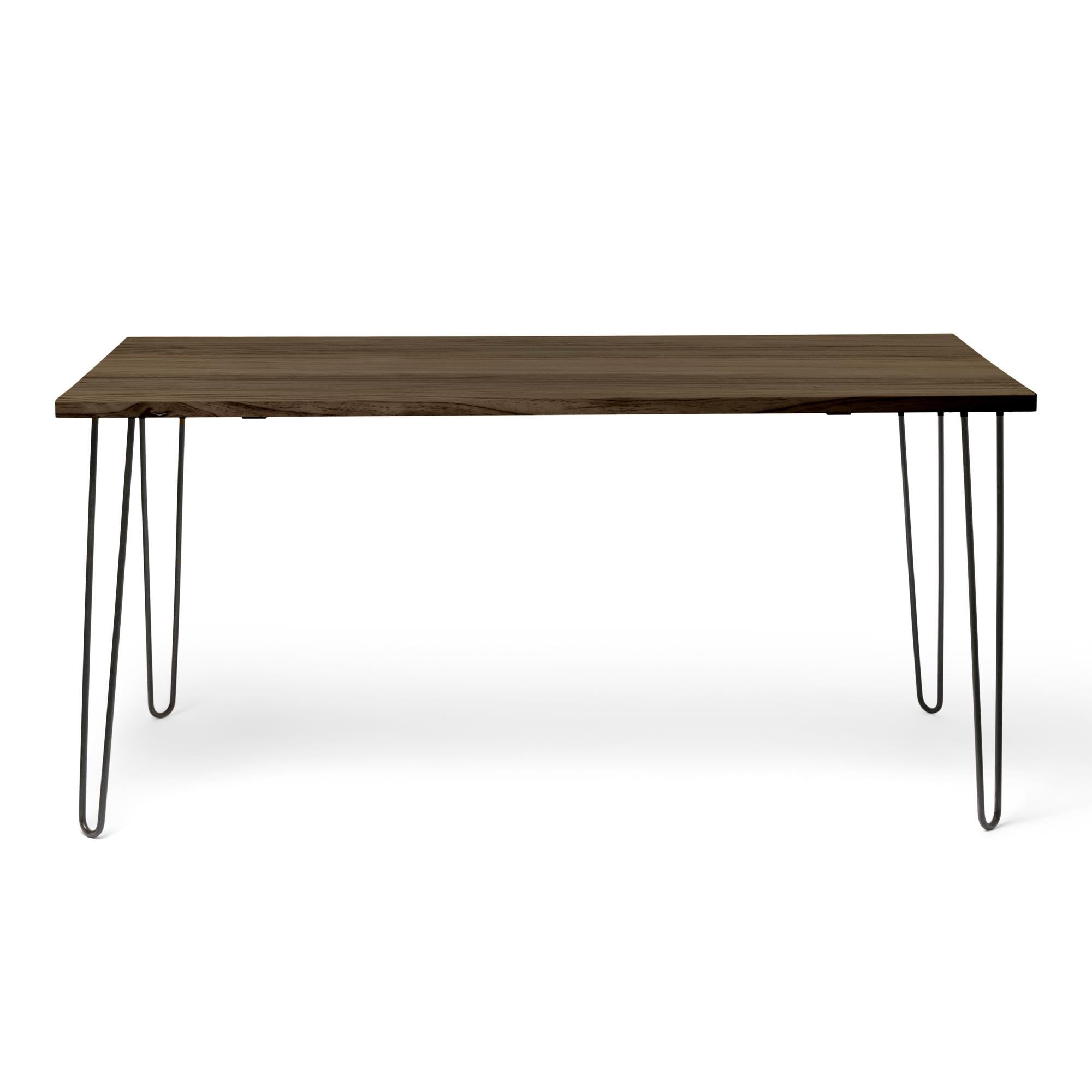 SENJO Mesa de comedor canto vivo de madera maciza. Acabado "R A W  G R A Y".