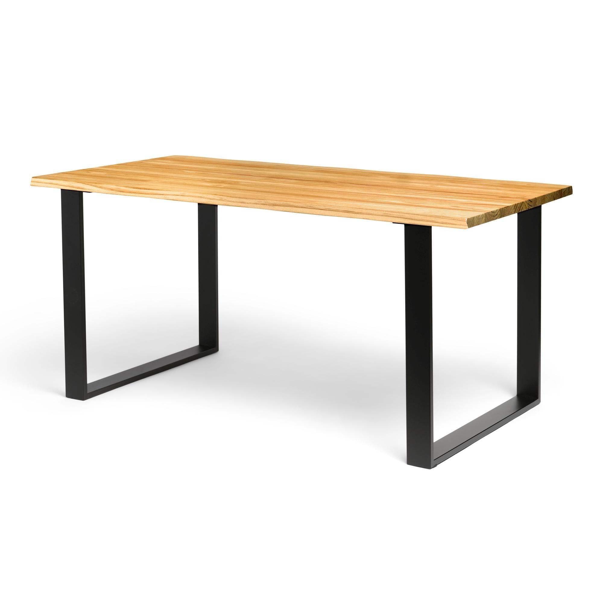 GASSAN Mesa de comedor canto vivo de madera maciza. Acabado "O A K".