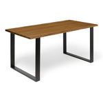 GASSAN Mesa de comedor canto vivo de madera maciza. Acabado 