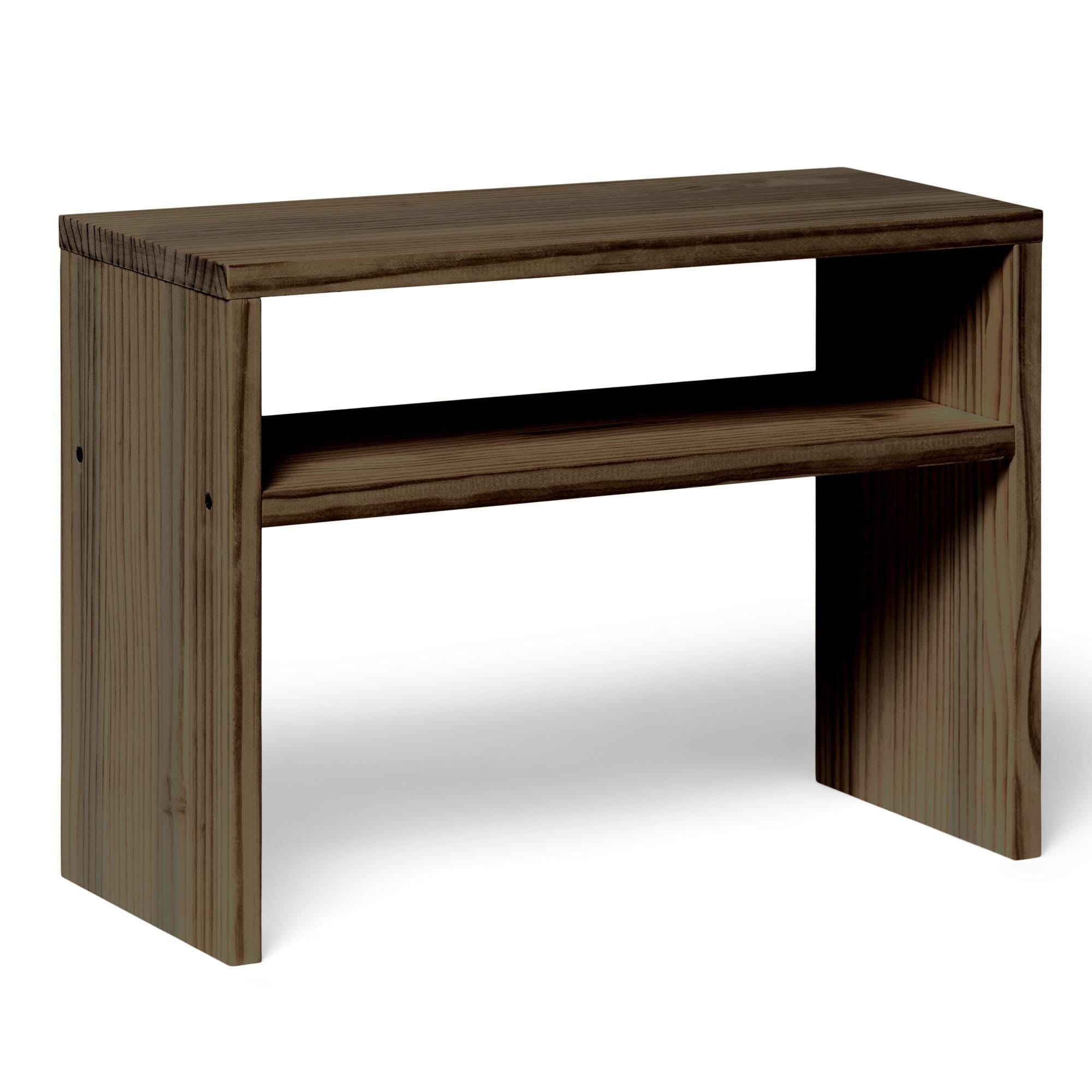 HOO Mesita de noche de madera maciza. Acabado "R A W  G R A Y".