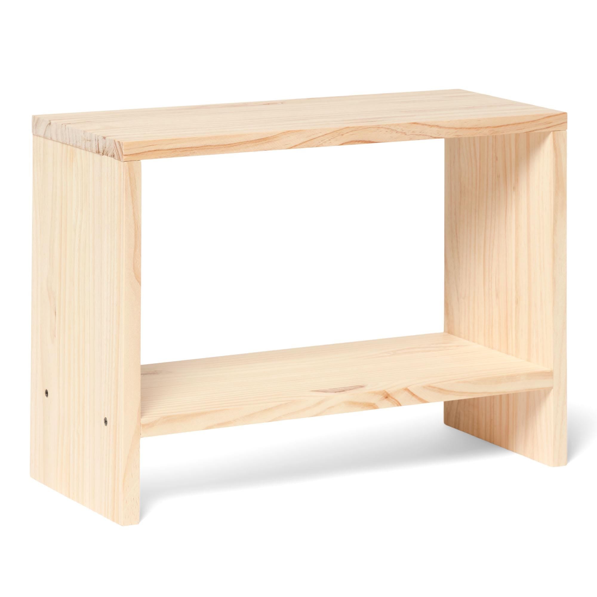 AKAISHI Mesita de noche de madera maciza. Acabado "N A T U R A L".