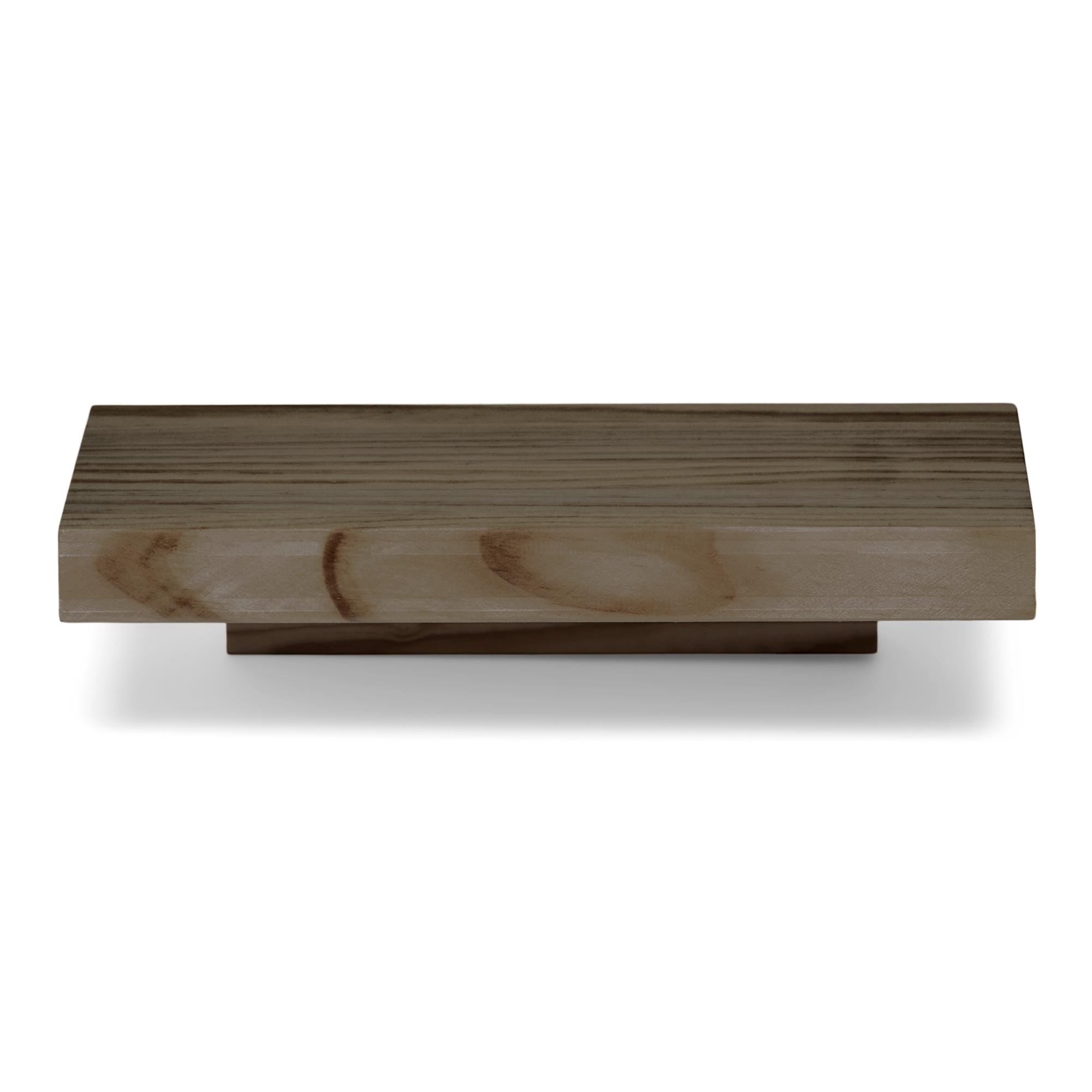 ONTAKE Mesita de noche flotante de madera maciza. Acabado "R A W  G R A Y".