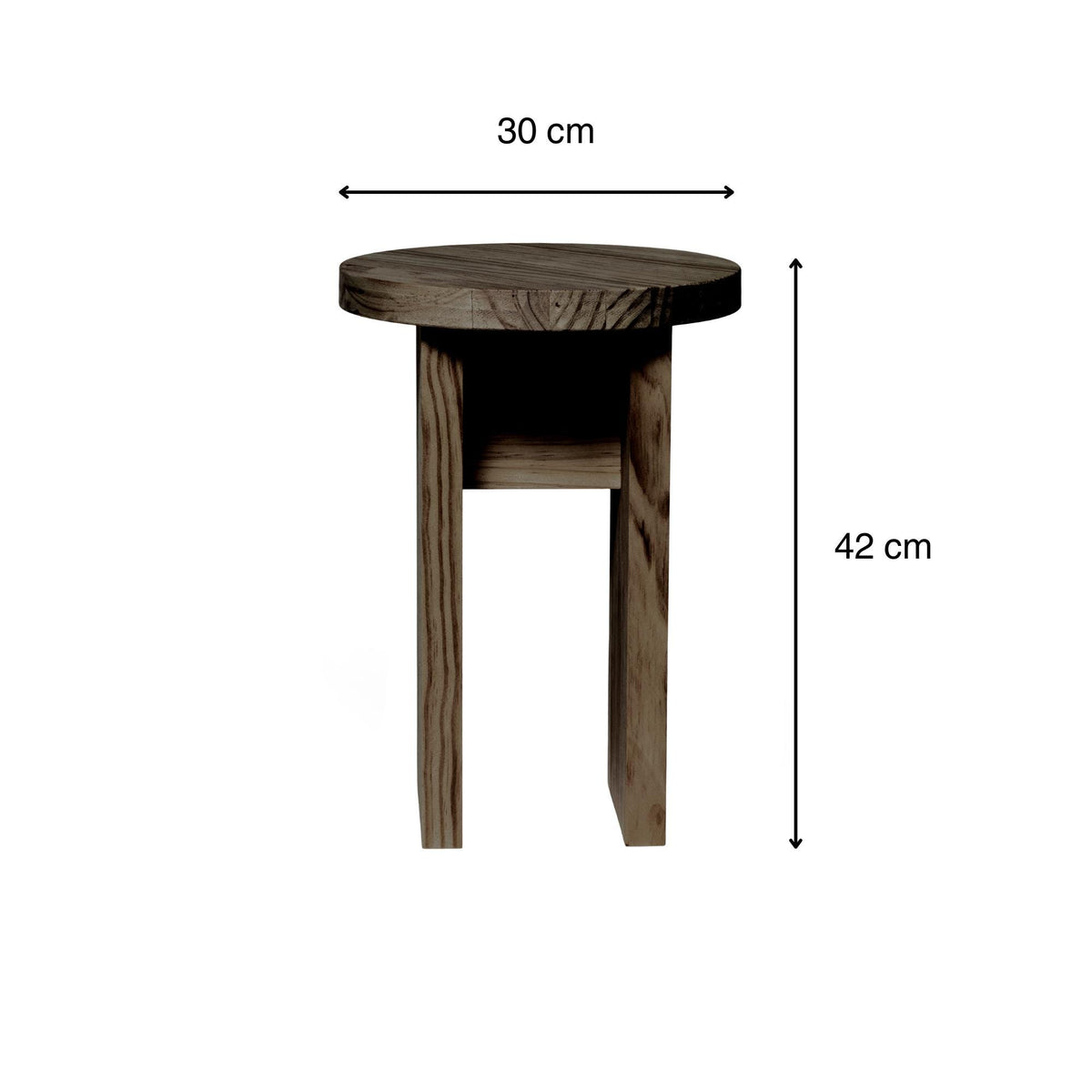 NORIKURA Stool - Solid wood bedside table. "RAWGRAY" finish.